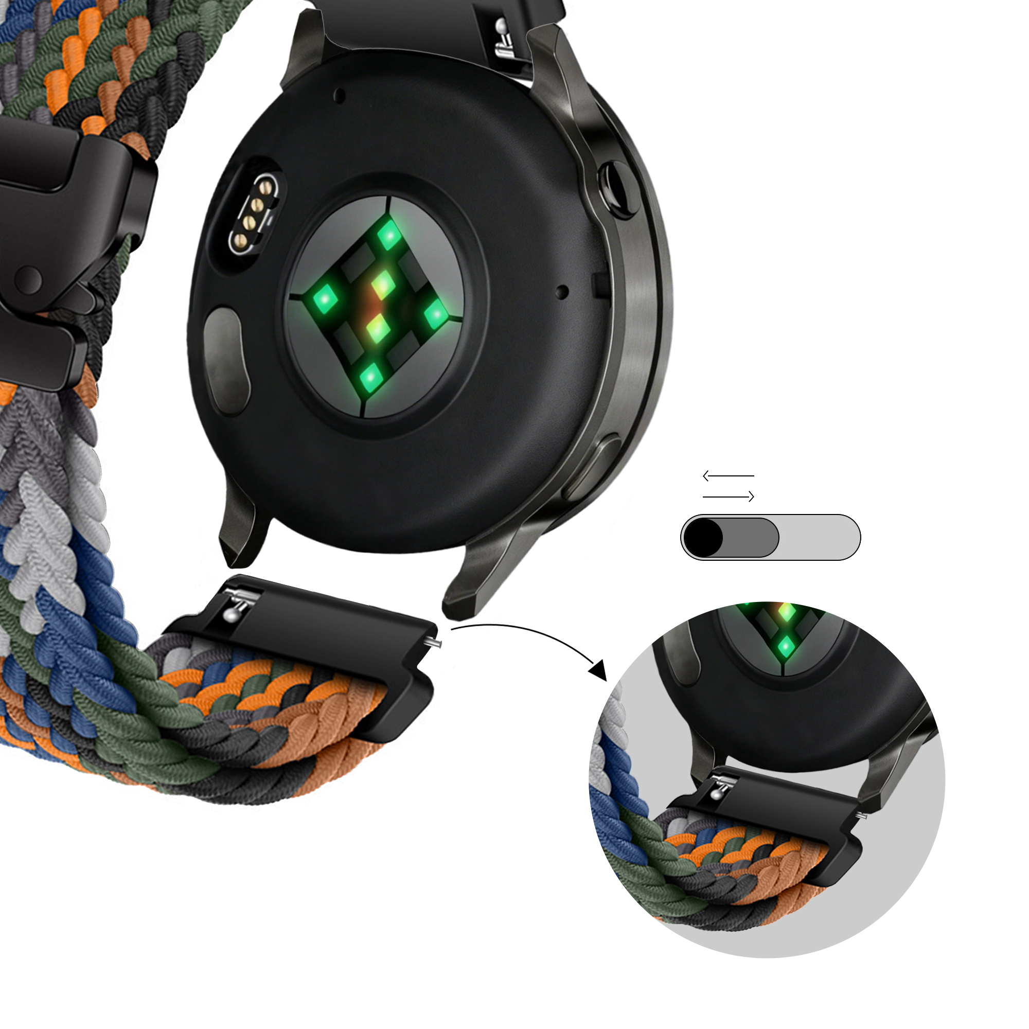 Bandz Garmin Vivoactive 4s Braided Strap 'Parachute' (Multicolour)