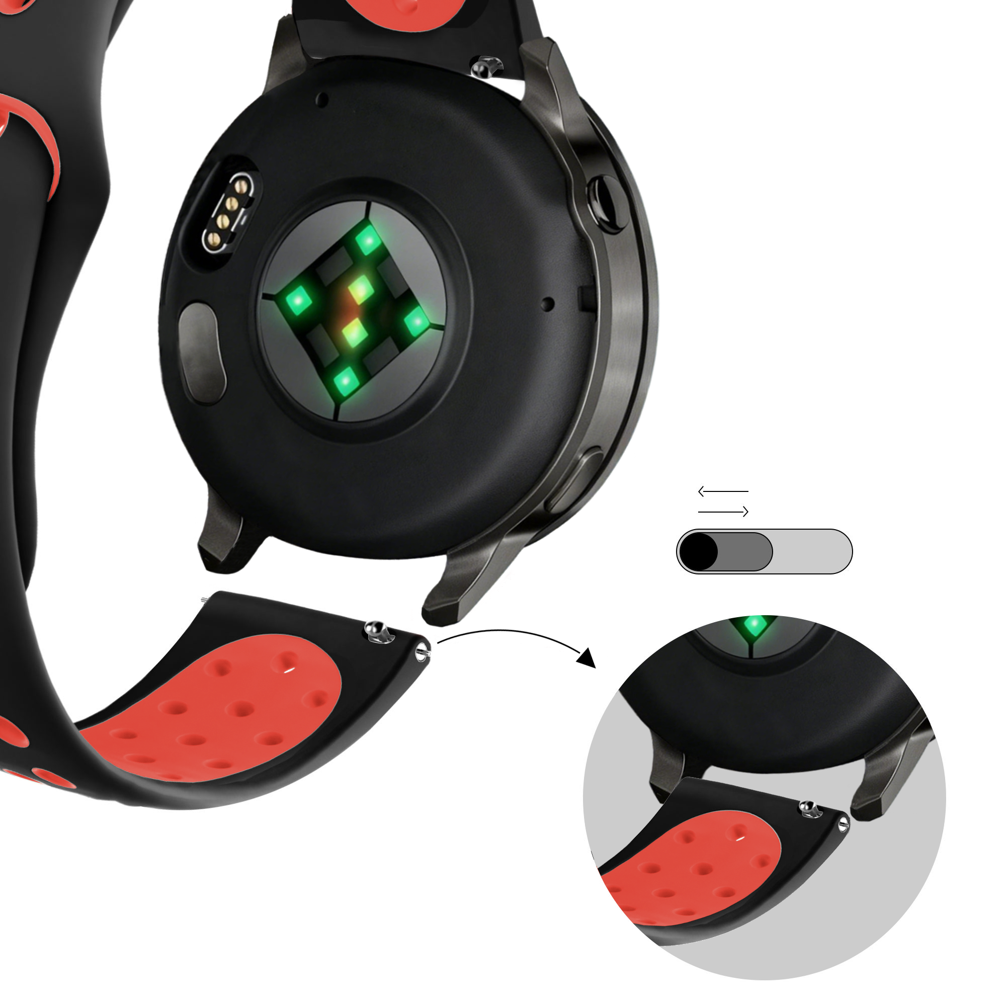 Bandz Garmin Bounce 2 Sport Strap 'Deluxe' (Black/Red)