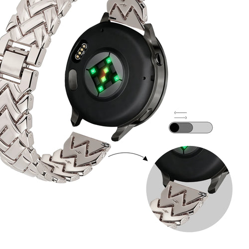 Bandz Bracelet metal 'V-Type' Garmin Forerunner 265s (lumière stellaire)