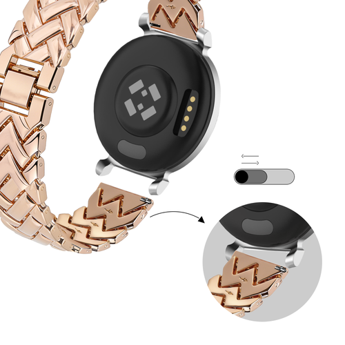 Bandz Pebble Round 2 - 14mm Metal Strap 'V-Type' (Rose Gold)