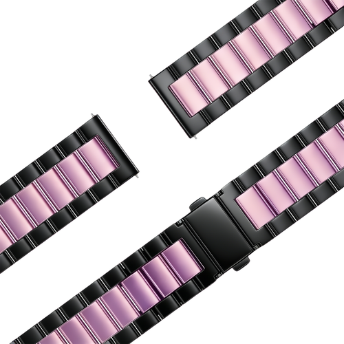 Bandz Garmin Vivomove 3s Steel Strap 'Classic' (Black/Pink)