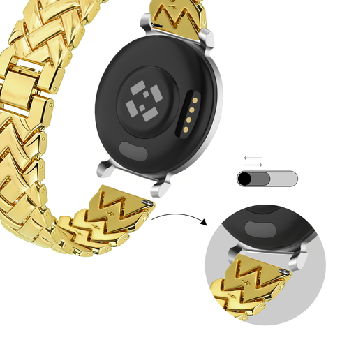 Bandz Pebble Round 2 - 14mm metalen band 'V-type' (goud)