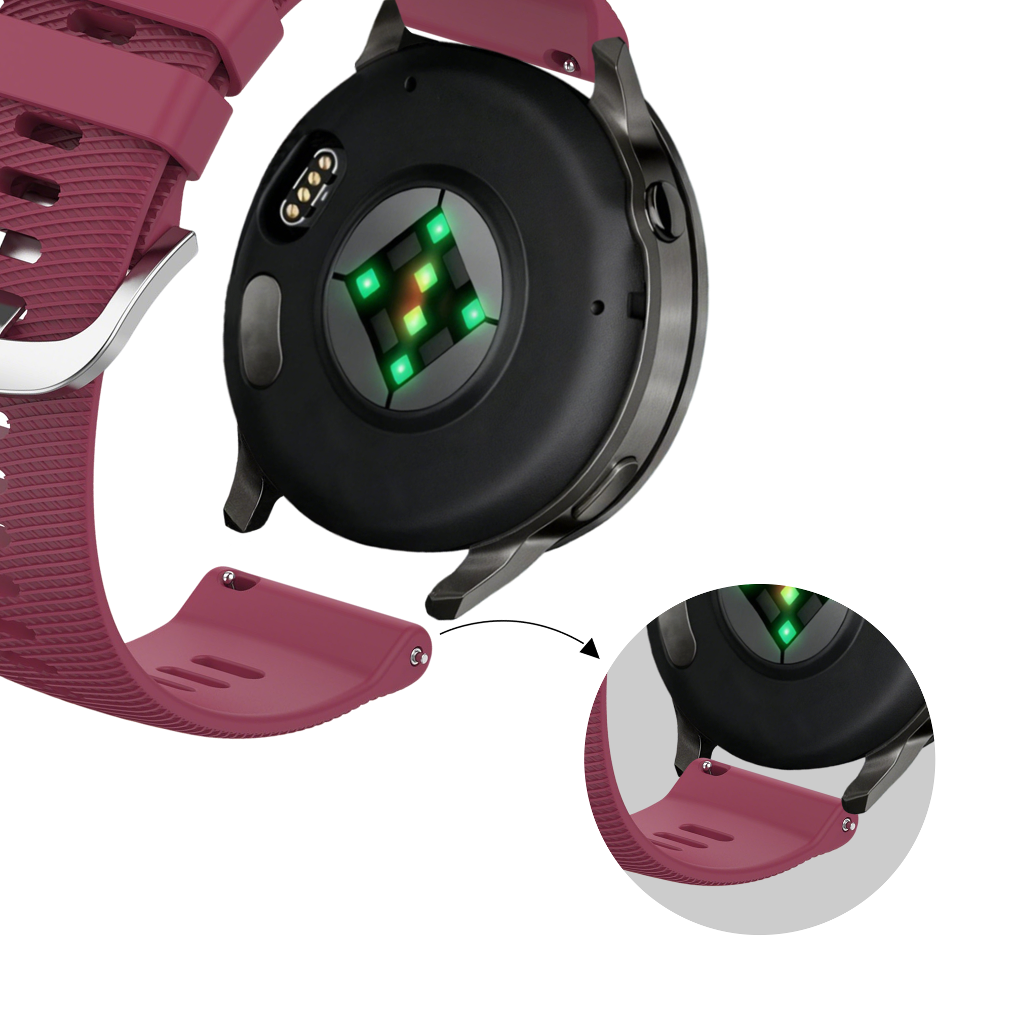 Bandz Garmin Forerunner 265s Silicone Strap 'Deluxe' (Wine Red)