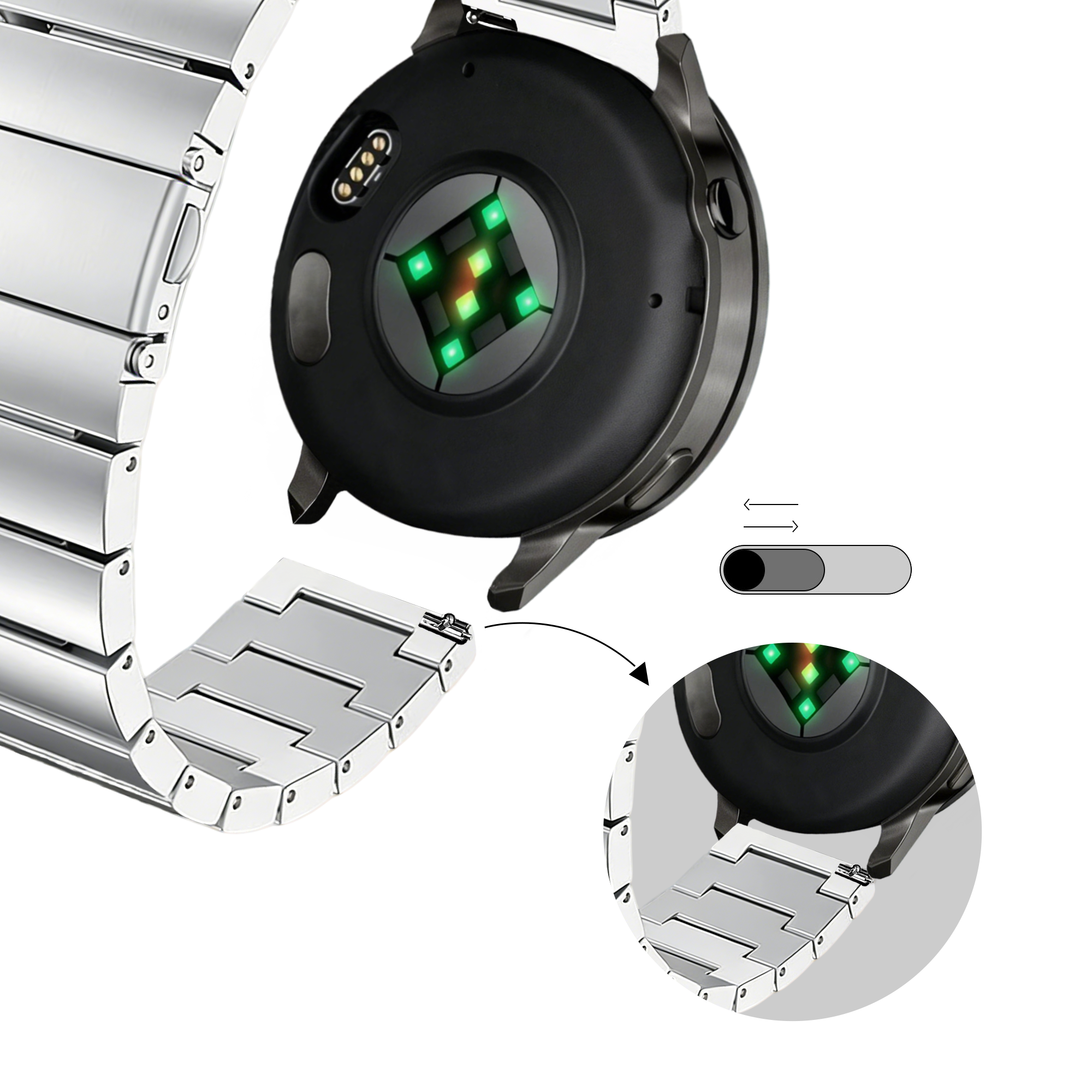 Bandz Garmin Forerunner 645 Steel Strap 'One Bead' (Silver)