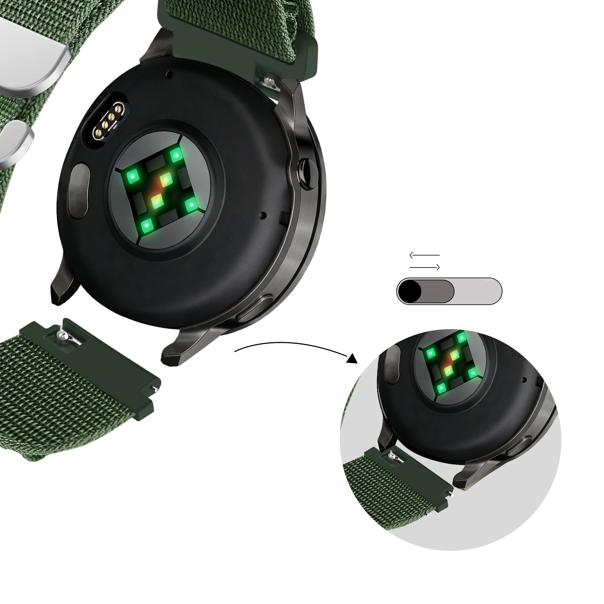 Bandz Correa nylon Alpine Garmin Vivomove HR (verde)