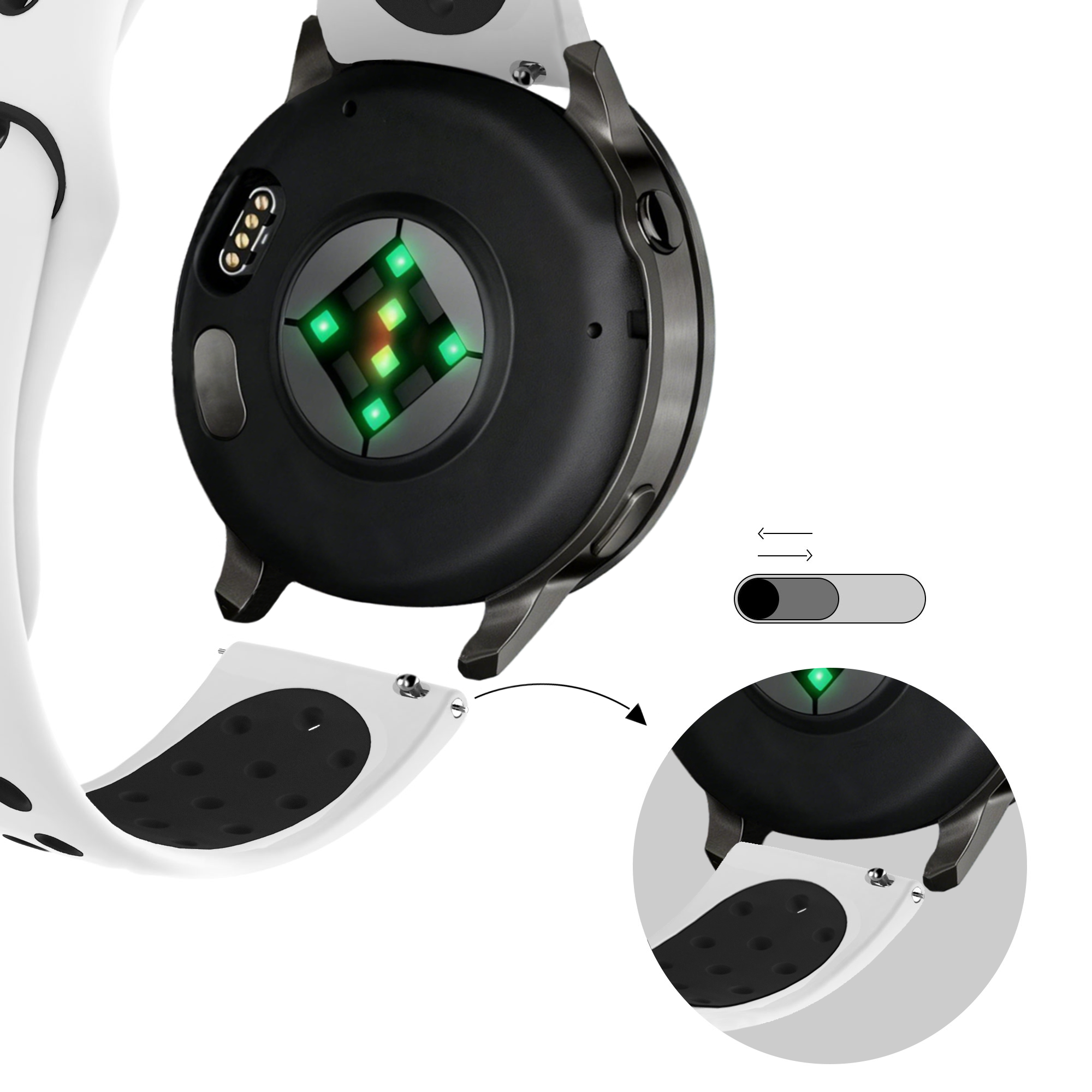 Bandz Garmin Bounce 2 Sport Strap 'Deluxe' (White/Black)