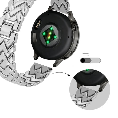 Bandz Bracelet metal 'V-Type' Garmin Forerunner 265s (argent)