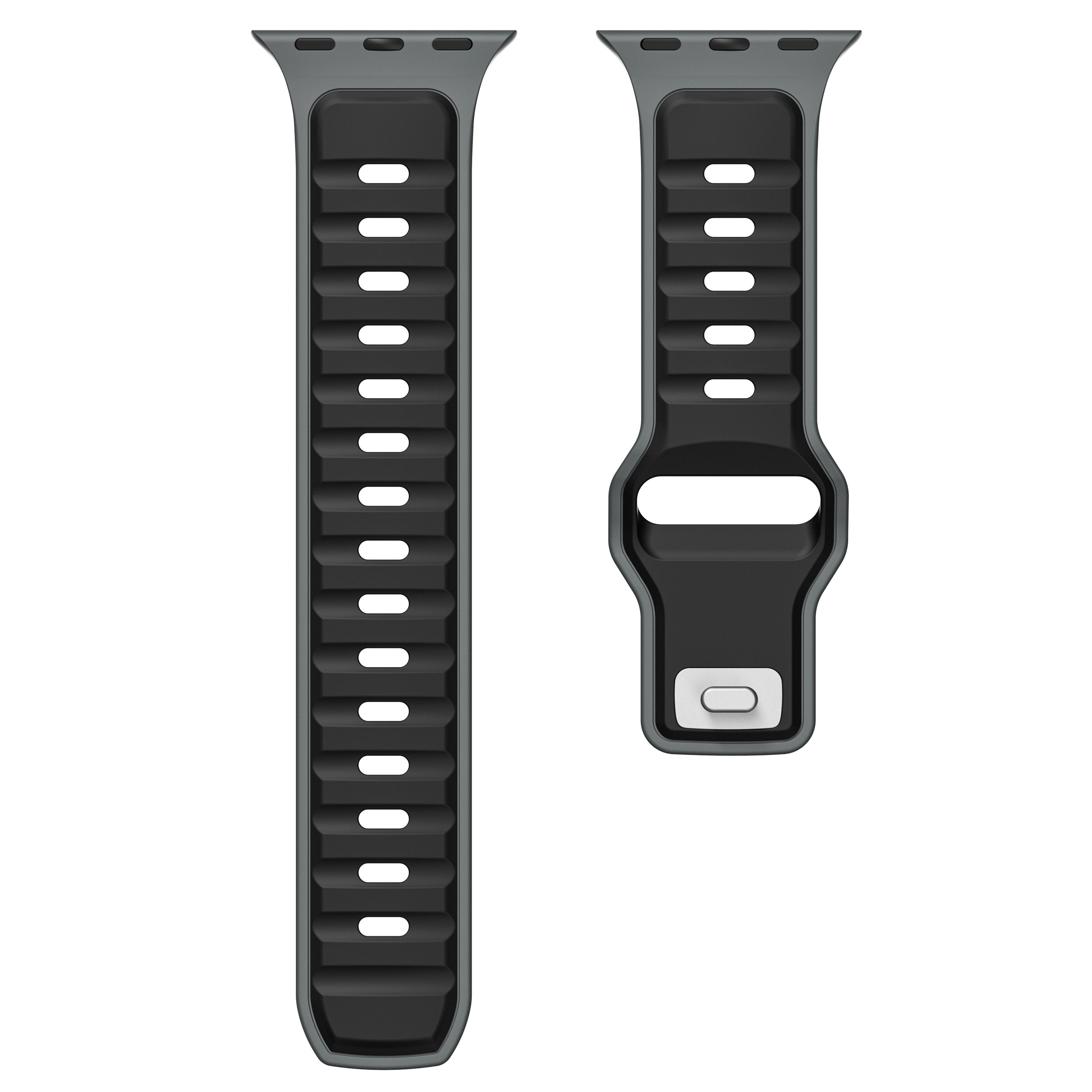 Correa de silicona premium outdoor Apple Watch (negra/gris)