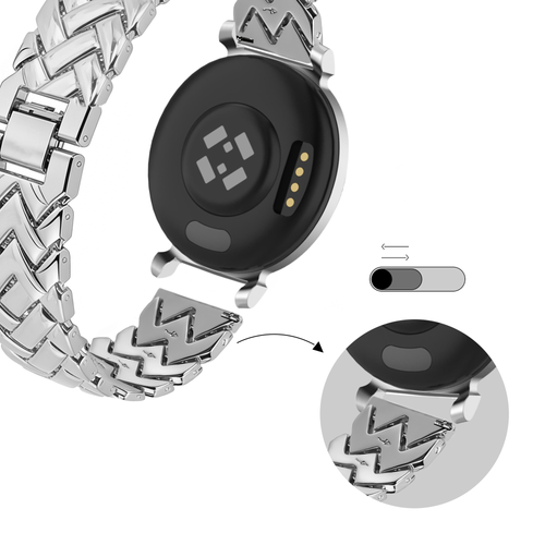 Bandz Pebble Round 2 - 14mm metalen band 'V-type' (zilver)