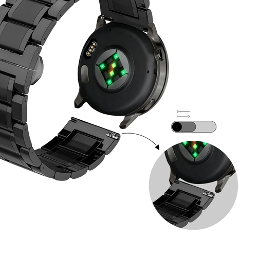 Bandz Garmin Vivoactive 4s stalen schakel band 'Deluxe' (zwart)