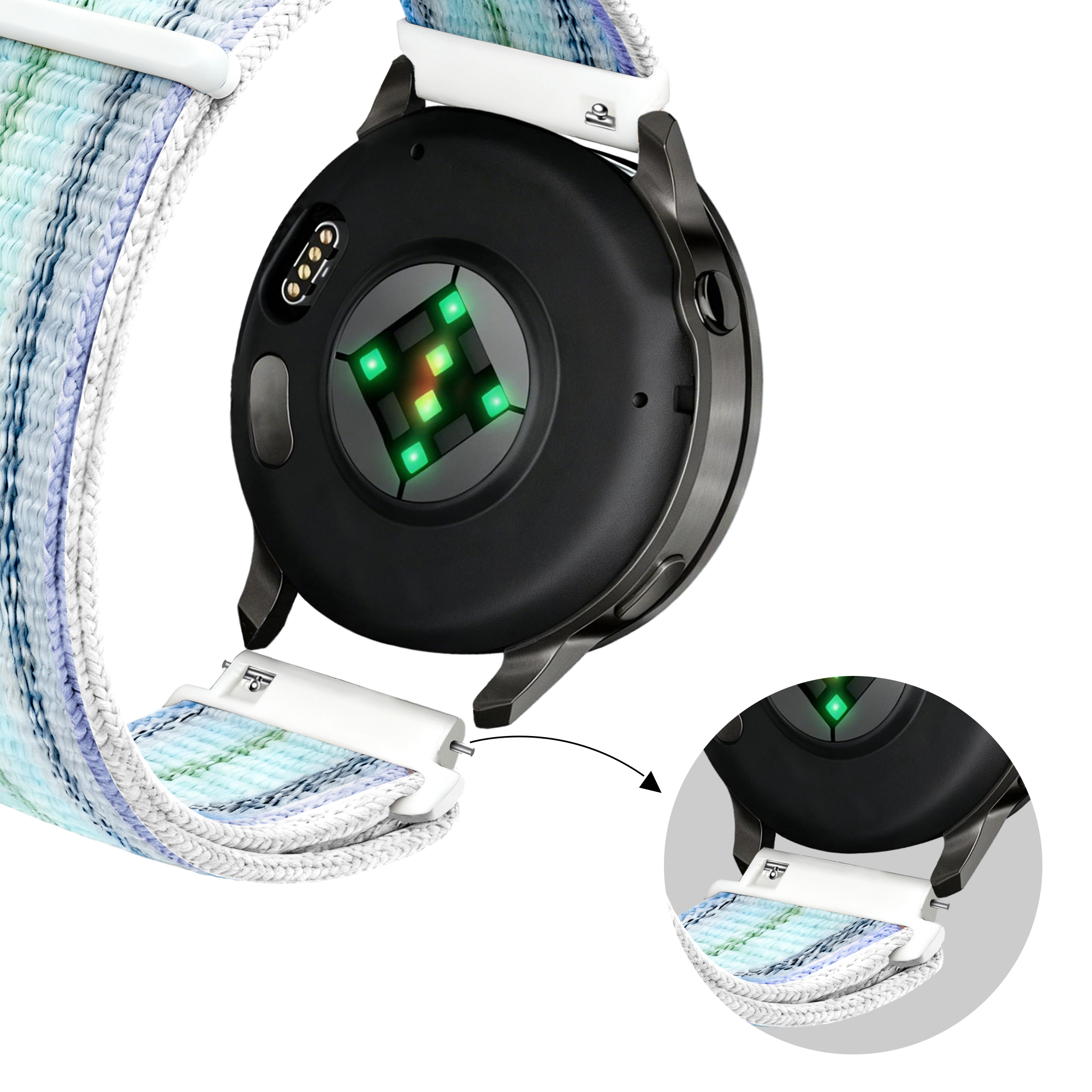 Bandz Correa nylon Loop Garmin Forerunner 255s (azul a rayas)