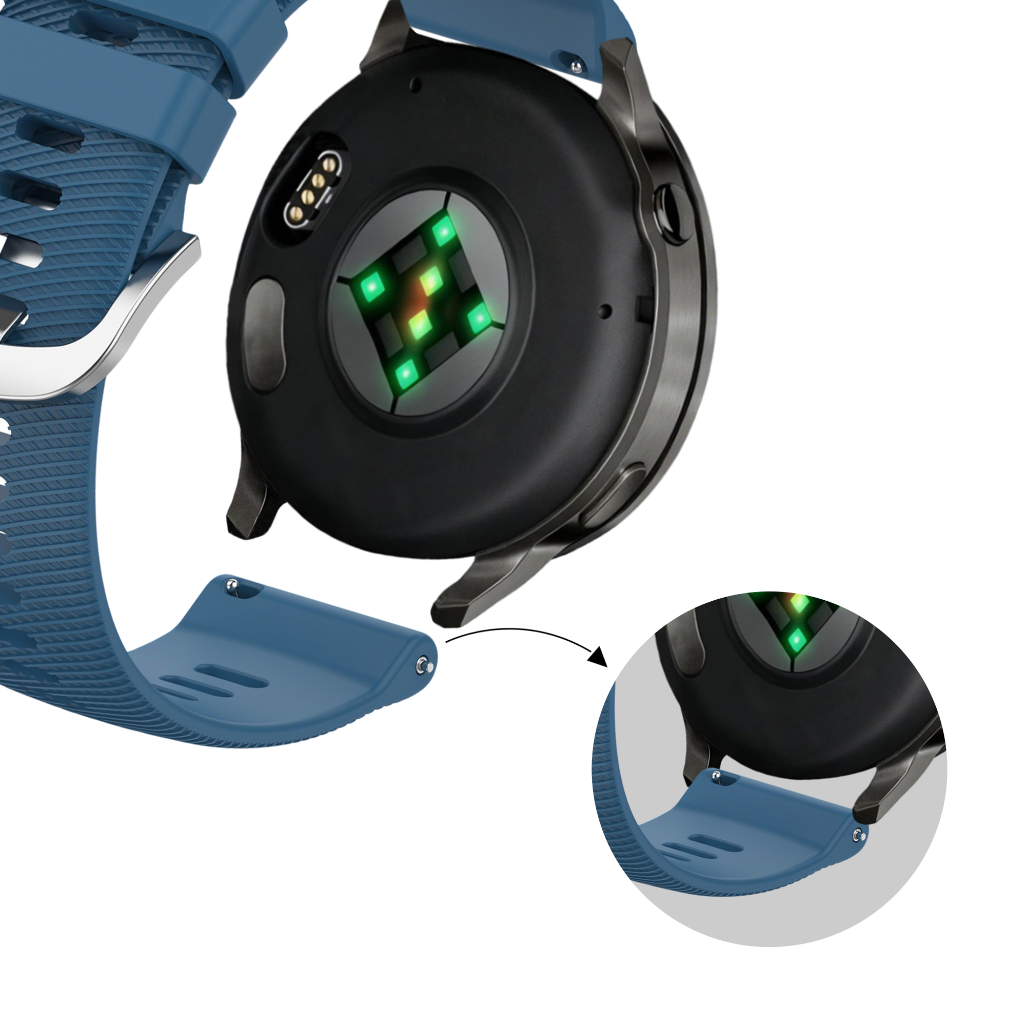 Bandz Garmin Forerunner 265s Silicone Strap 'Deluxe' (Blue)