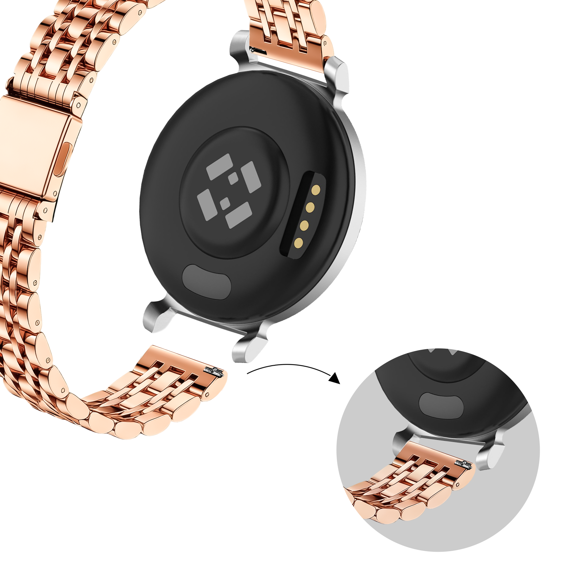 Bandz Garmin Lily 2 stalen band 'Deluxe' (roségoud)
