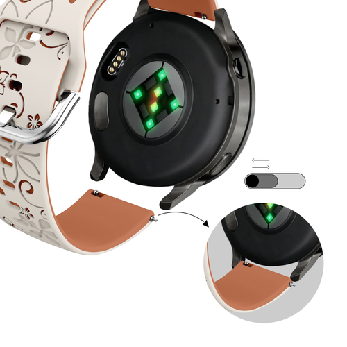 Bandz Garmin Vivoactive 3 Silicone Strap 'Flowers' (Starlight/Brown)
