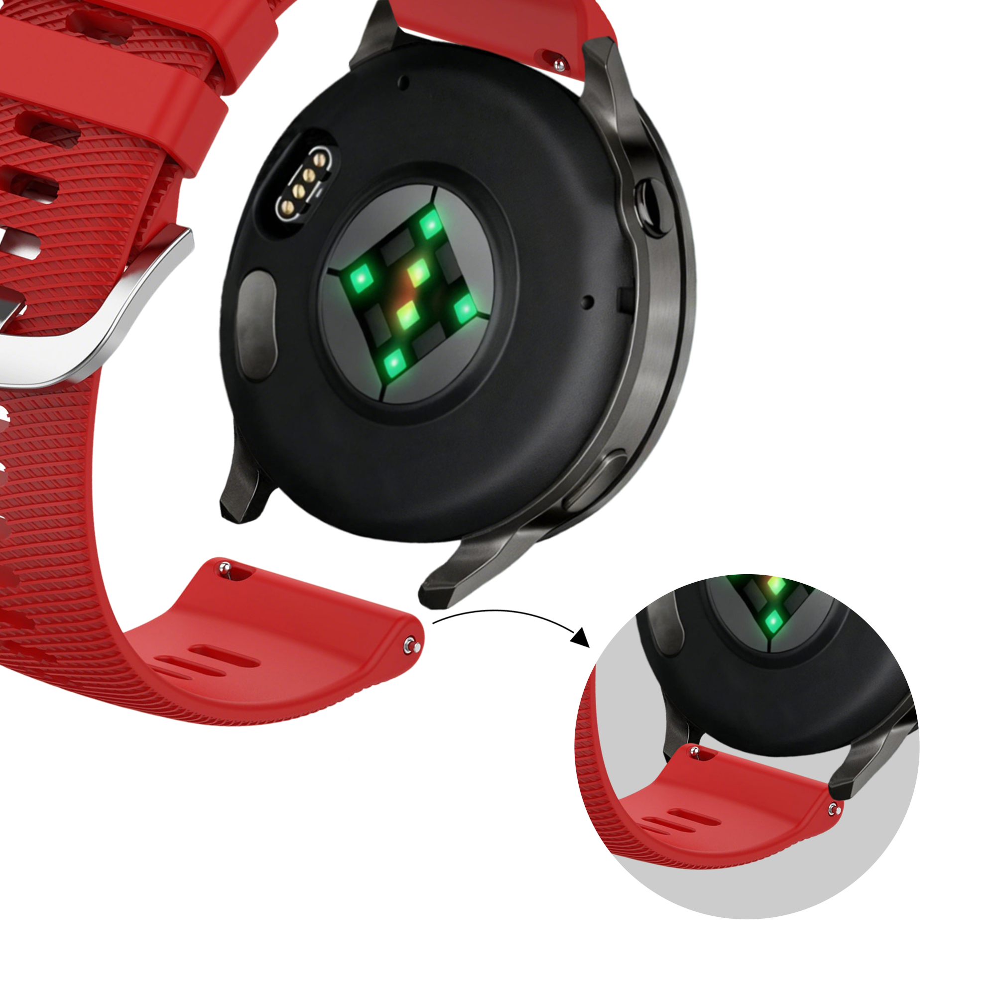 Bandz Garmin Forerunner 265s Silicone Strap 'Deluxe' (Red)