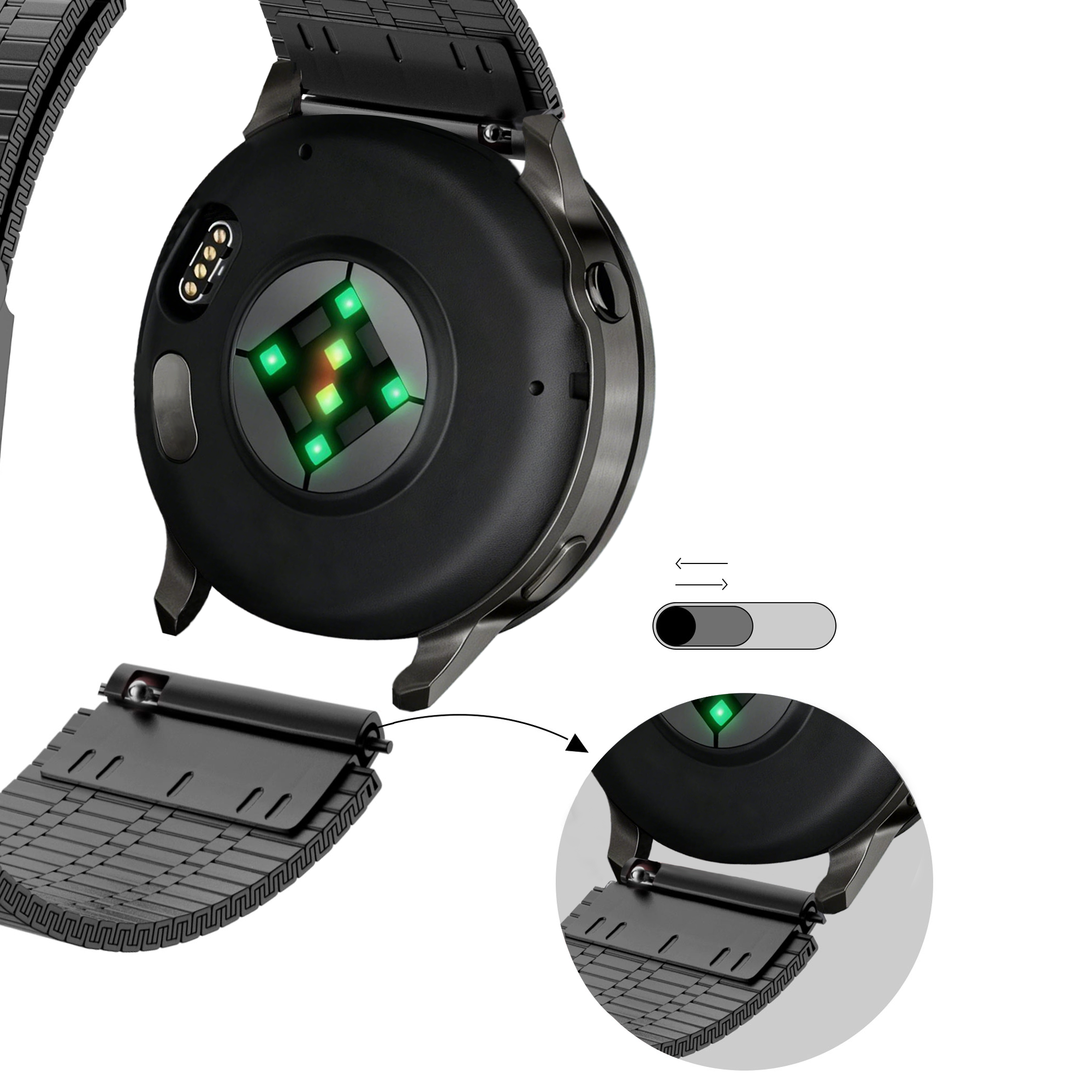 Bandz Garmin D2 Air X15 Adjustable Steel Strap (Black)