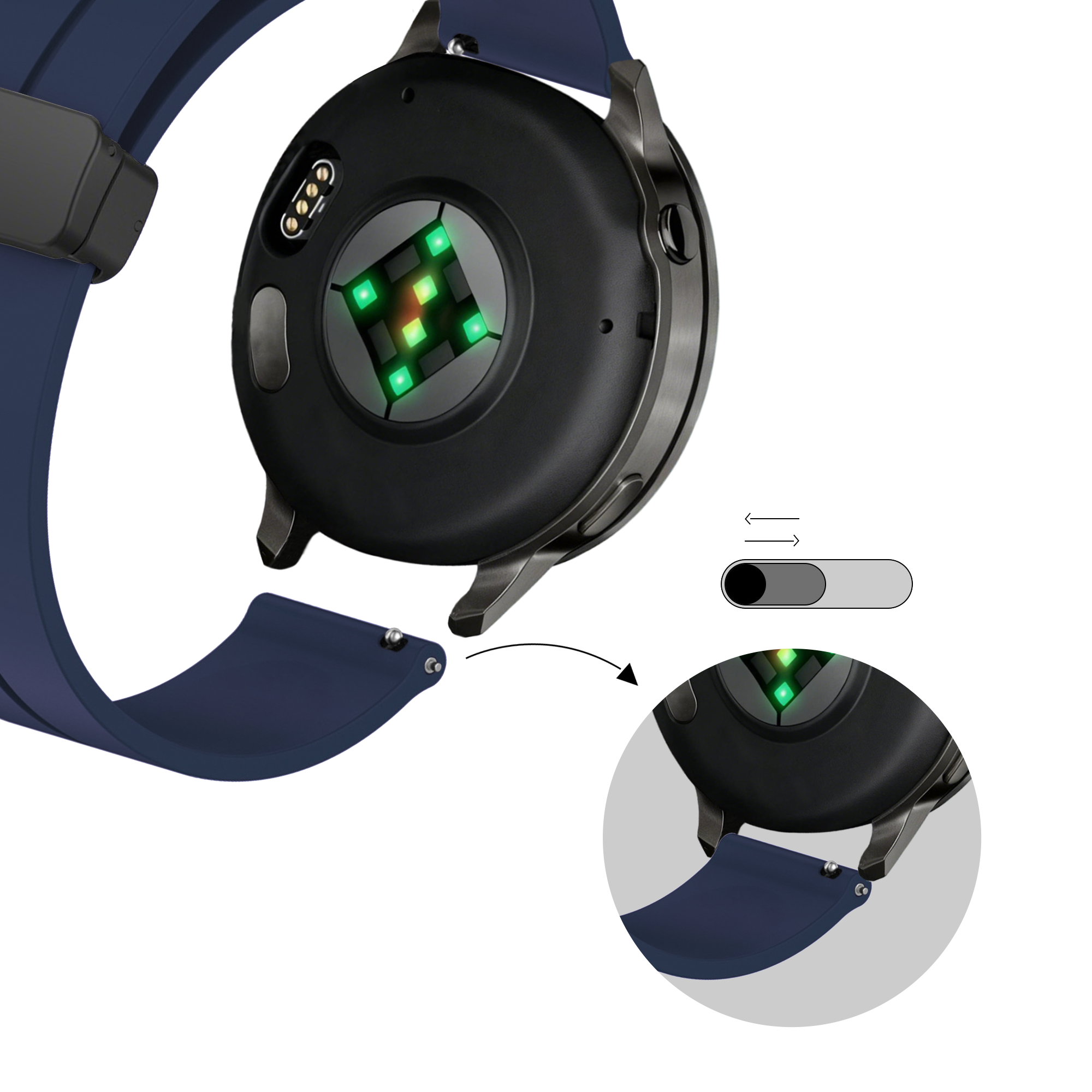 Bandz Garmin Bounce 2 D-Buckle Silicone Strap (Dark Blue)