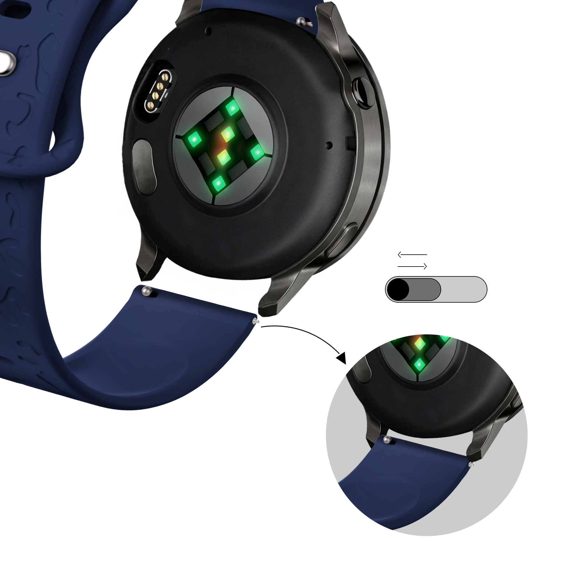 Bandz Garmin Forerunner 265s Silicone Strap 'Leopard' (Dark Blue)