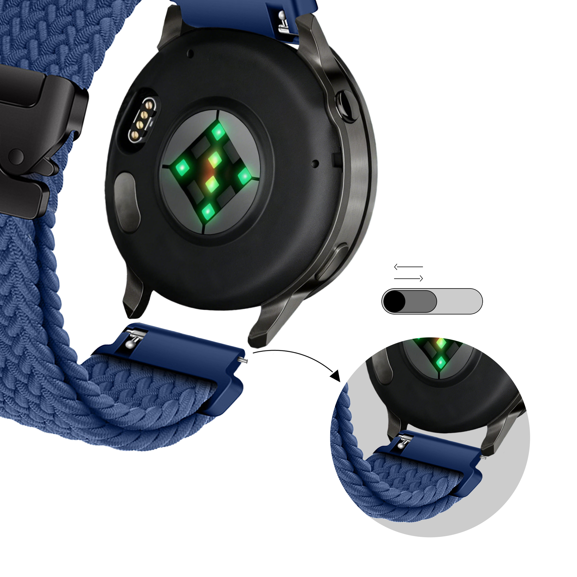 Bandz Garmin Forerunner 645 Braided Strap 'Parachute' (Blue)