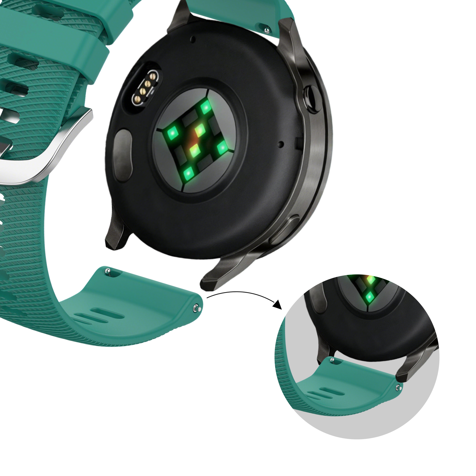 Bandz Garmin Forerunner 265s Silicone Strap 'Deluxe' (Viridian)