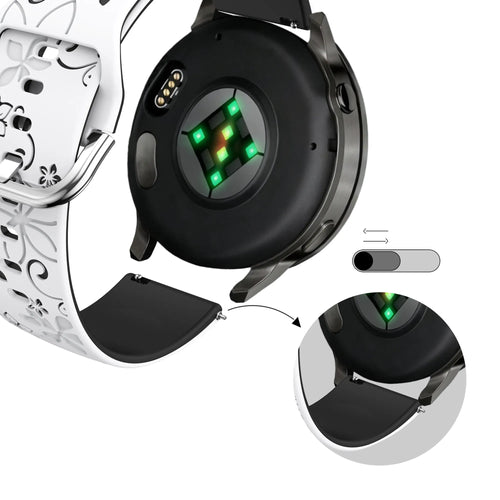 Bandz Bracelet silicone 'Fleurs' Garmin Forerunner 265s (blanc/noir)