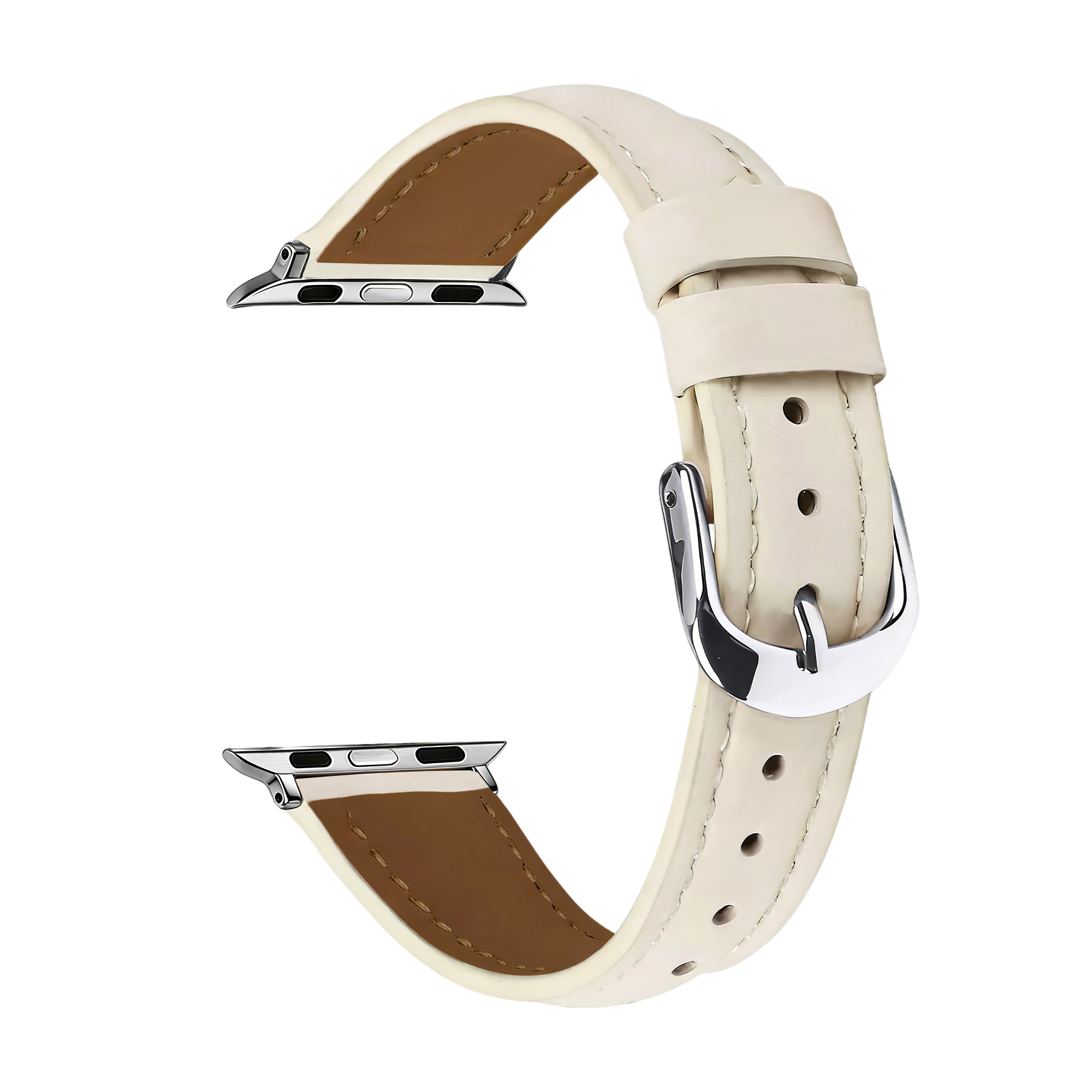 Apple Watch Slimfit Leather Strap (Light Beige)