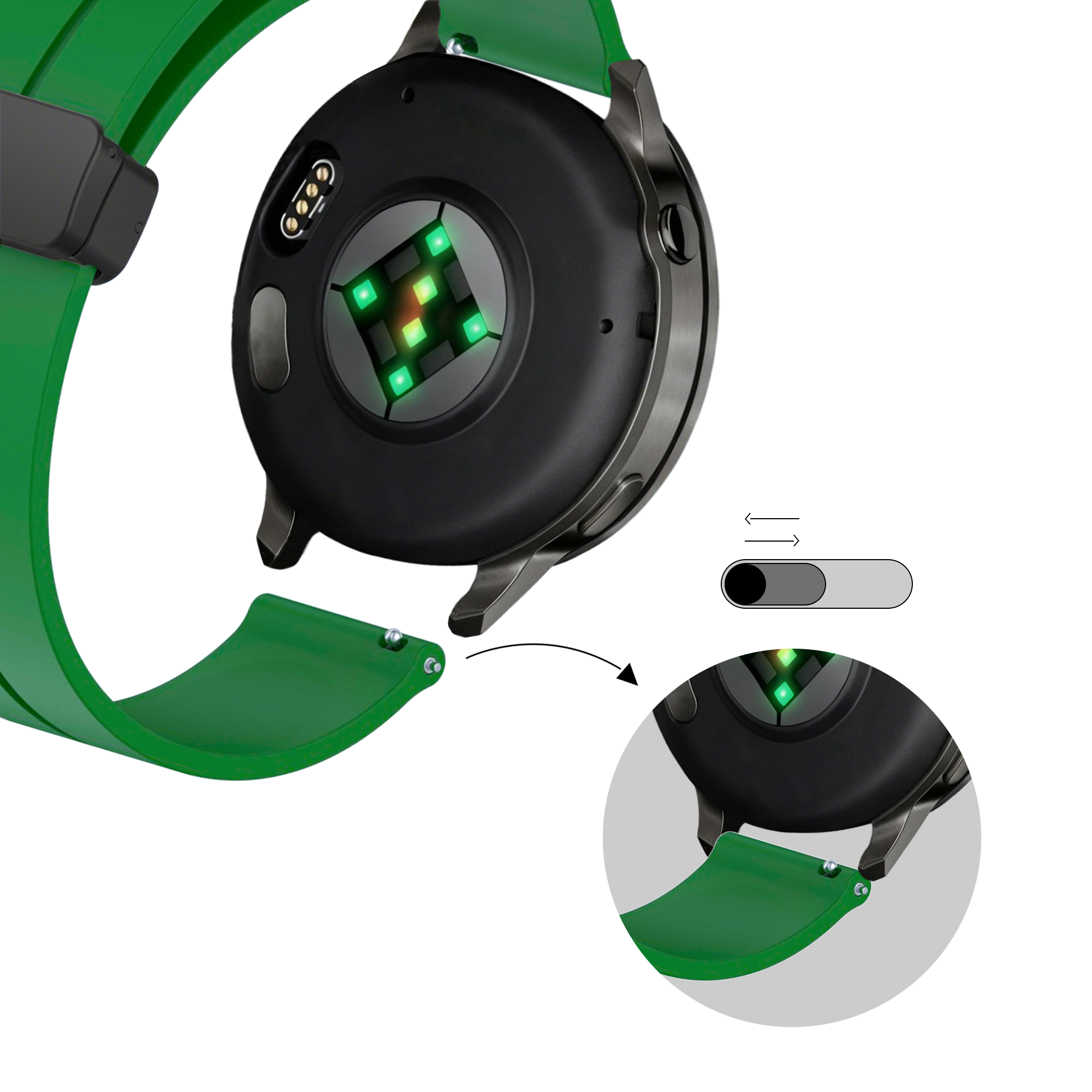 Bandz Bracelet silicone avec boucle en D Garmin Vivoactive 4 (vert)