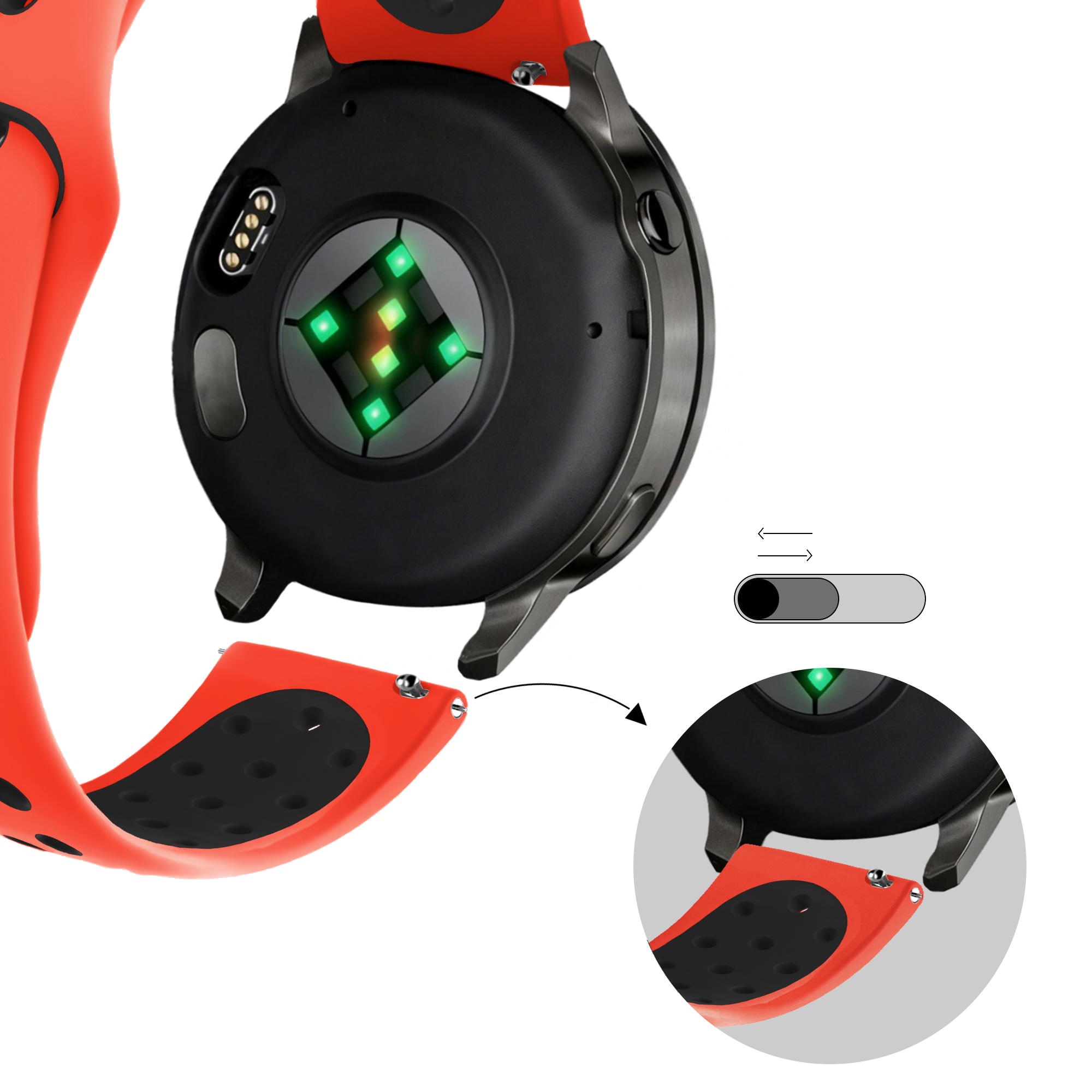 Bandz Garmin Bounce 2 Sport Strap 'Deluxe' (Red/Black)