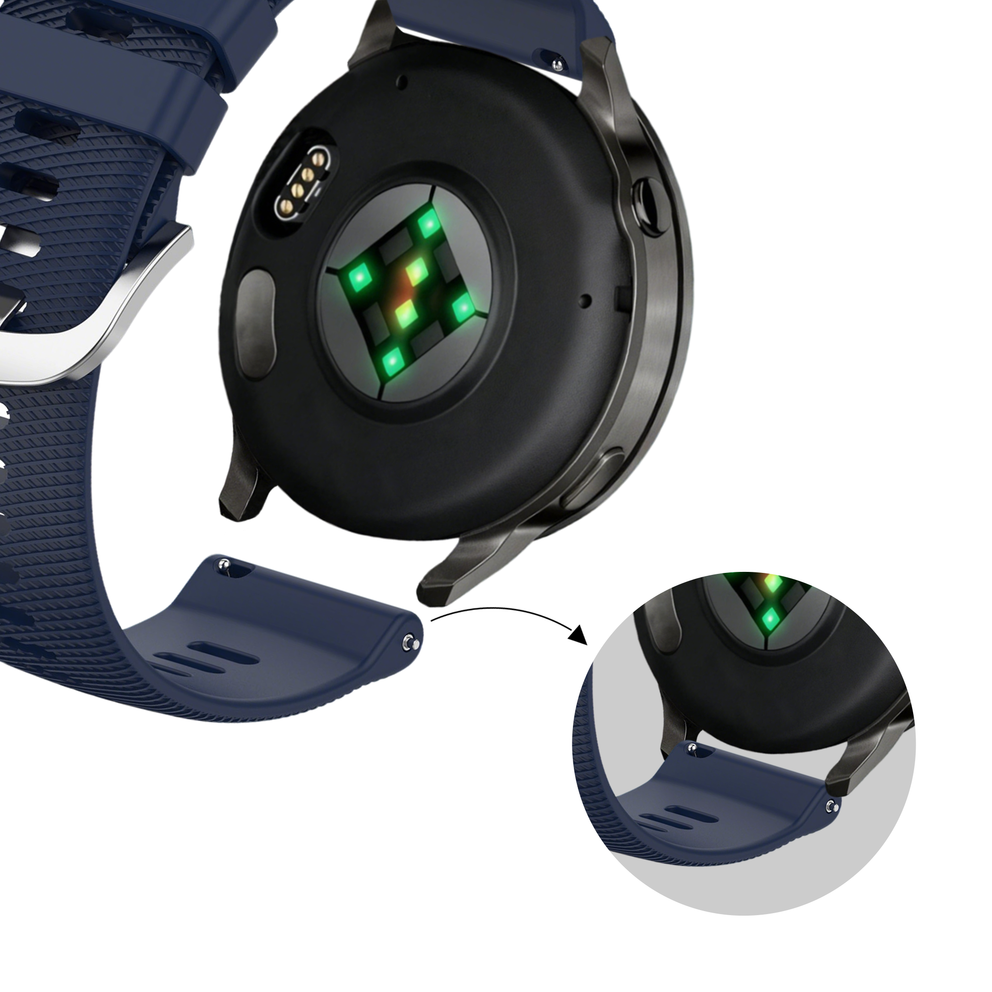 Bandz Garmin Forerunner 265s Silicone Strap 'Deluxe' (Dark Blue)