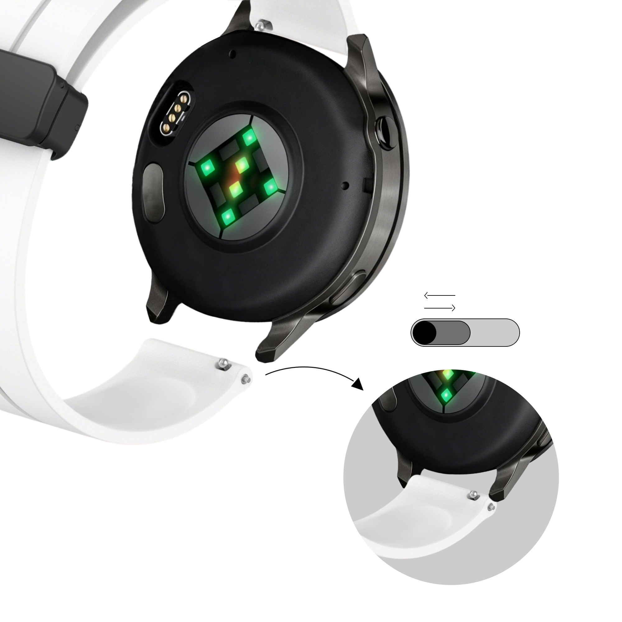 Bandz Garmin Bounce 2 D-Buckle Silicone Strap (White)