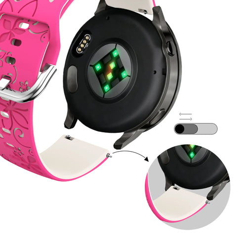 Bandz Garmin Forerunner 265s siliconen band 'Flowers' (knalroze/sterrenlicht)
