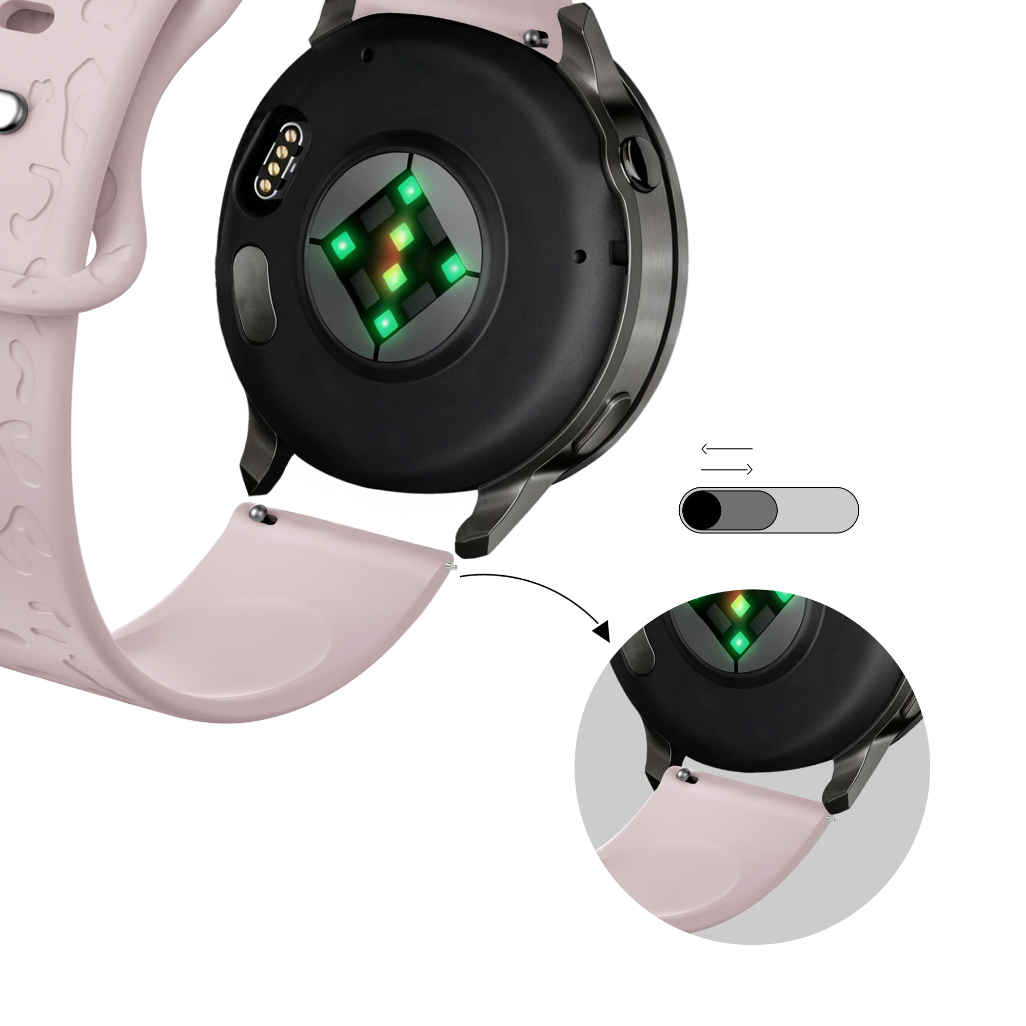 Bandz Garmin Forerunner 265s Silicone Strap 'Leopard' (Pink)