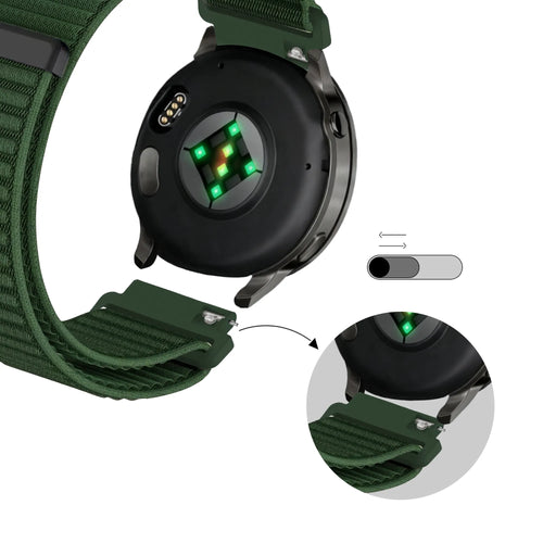 Bandz Garmin Forerunner 265 Nylon Strap 'Wave' (Dark Green)