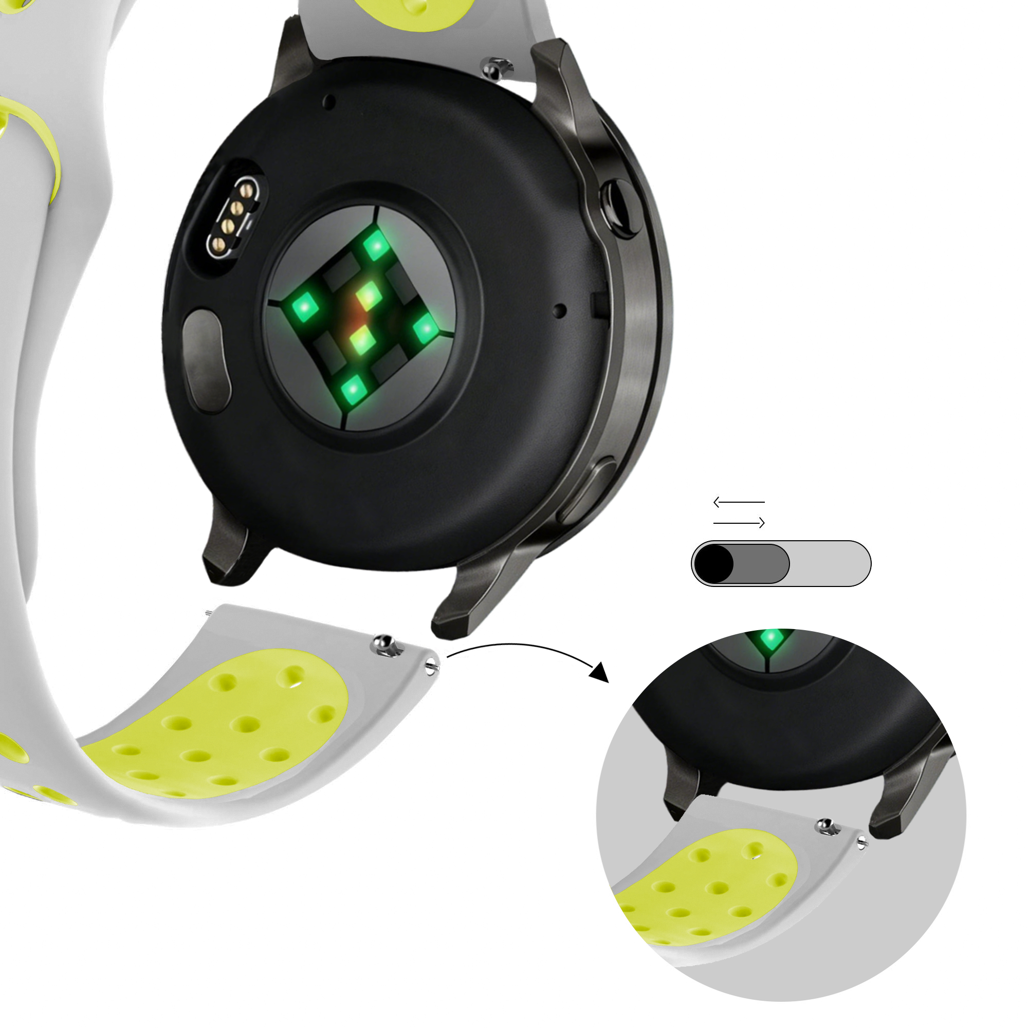 Bandz Bracelet sport 'Deluxe' Garmin Forerunner 255 (gris/jaune)