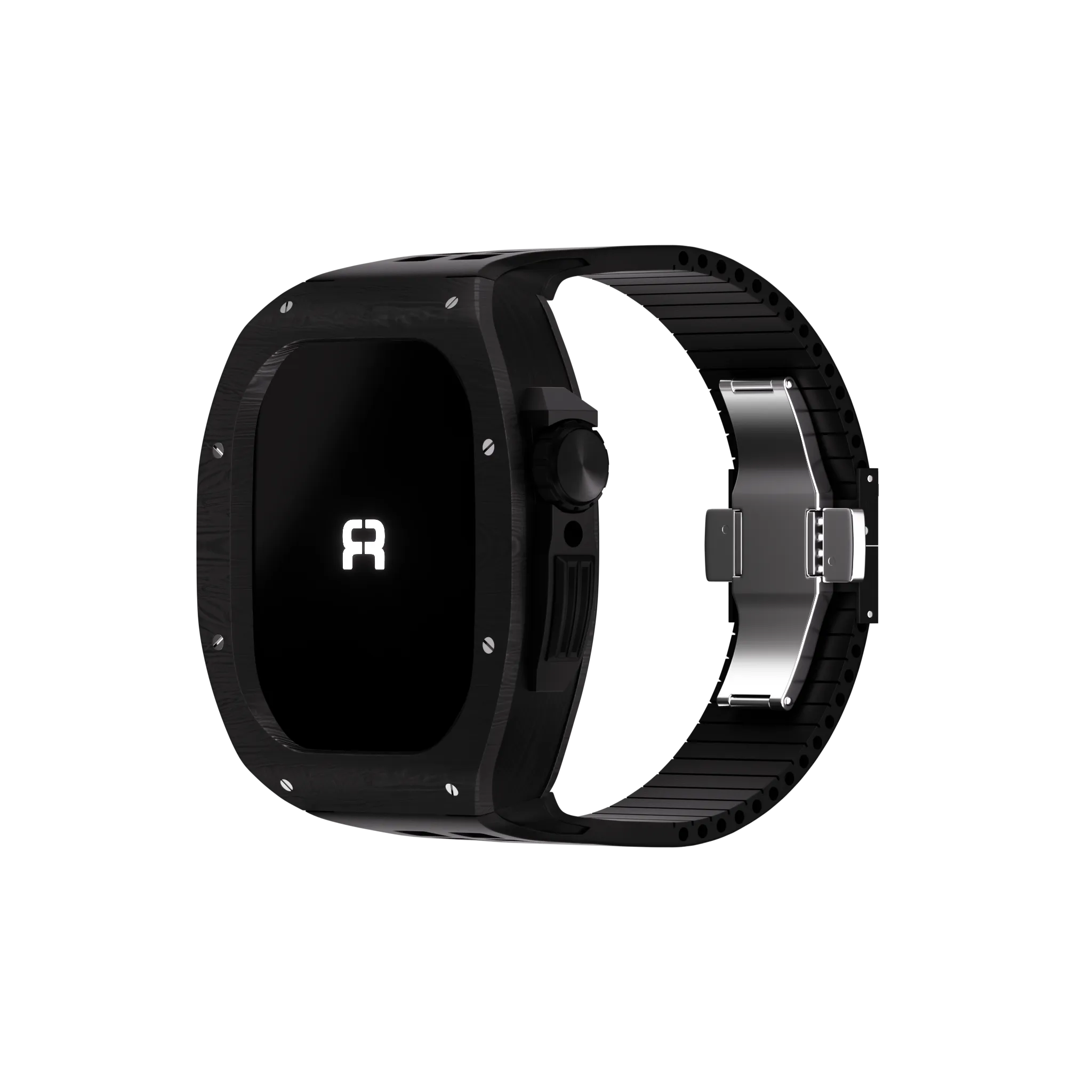 Reqior Apple Watch 45mm polymer case met rubberen band (carbon zwart)