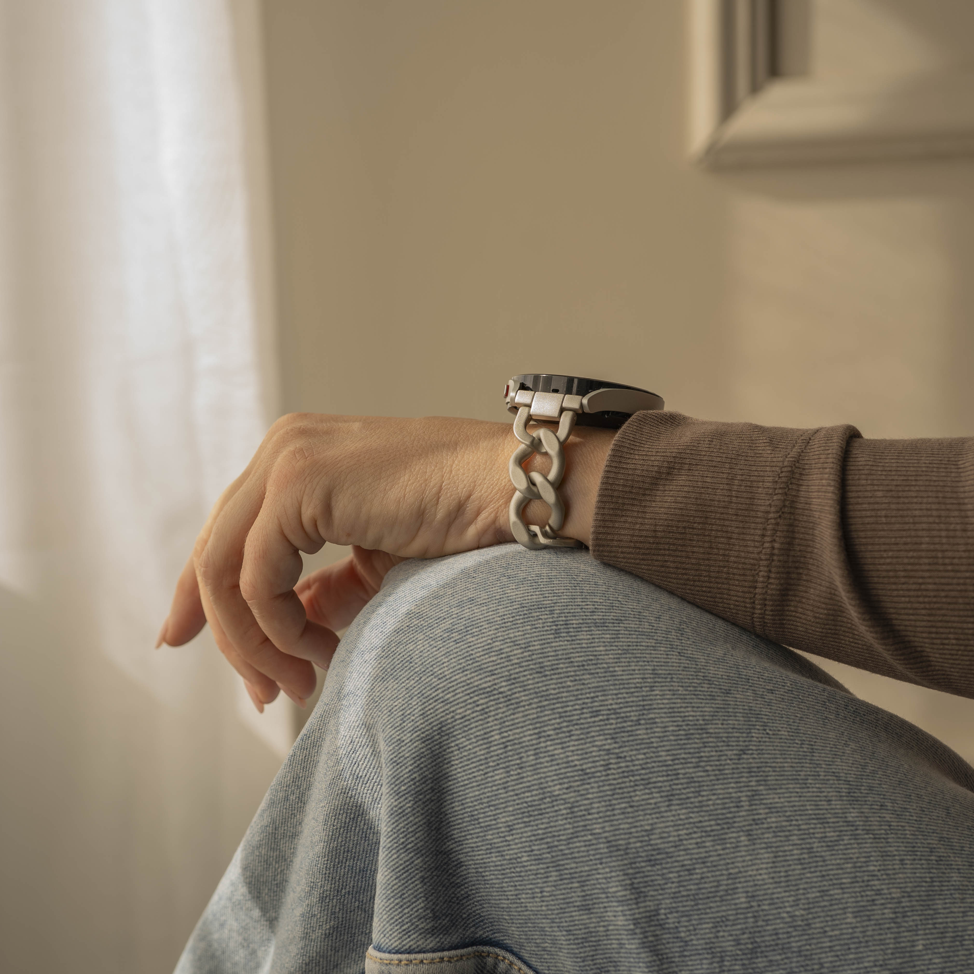 Amazfit GTS 3 steel chain band (sterrenlicht)