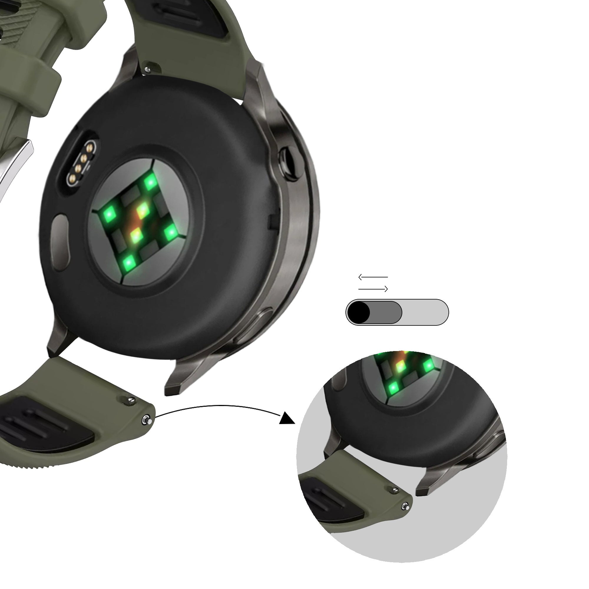 Bandz Garmin Forerunner 265s Sport Strap with Buckle (Olive Green/Black)