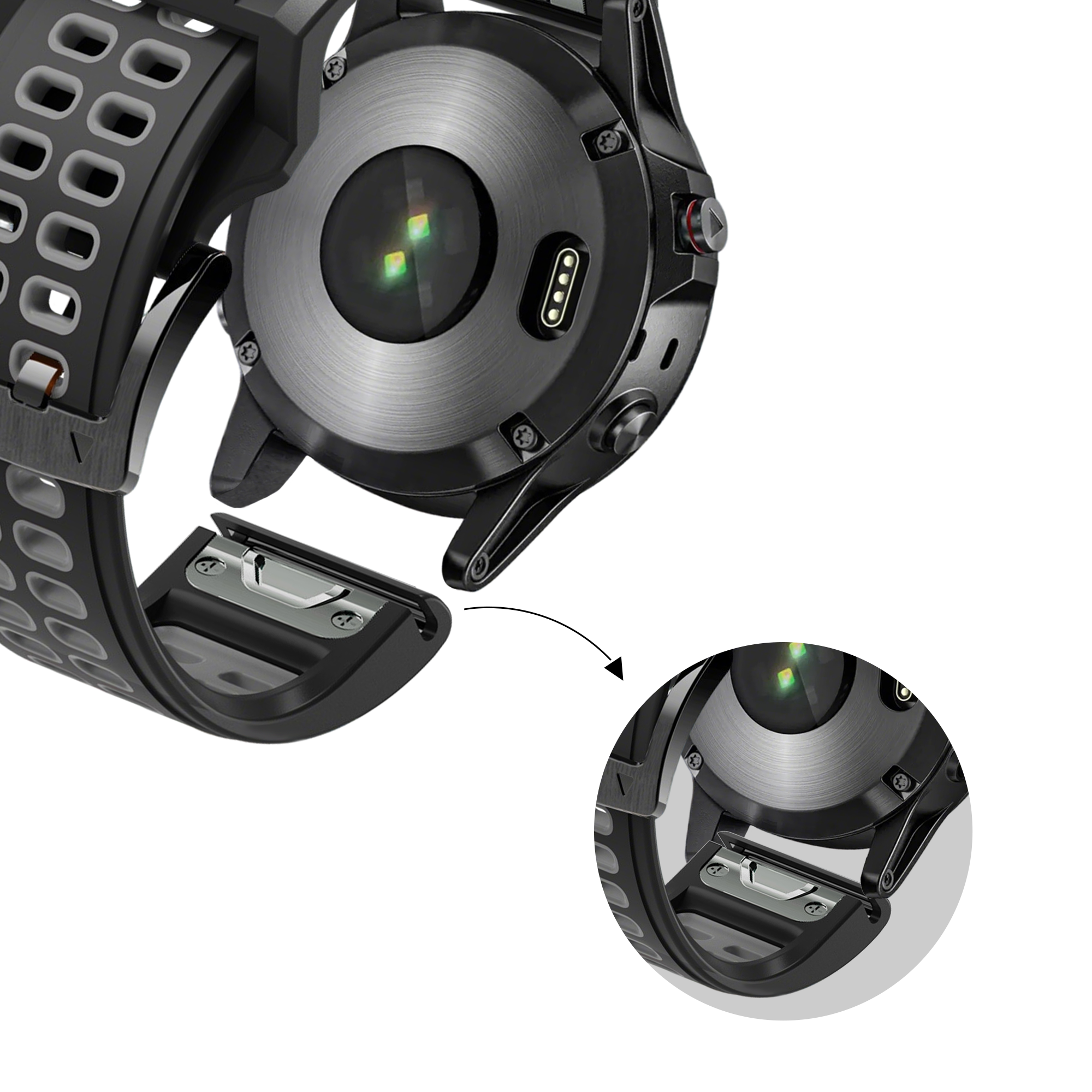 Bandz Garmin Descent Mk1 sport band met gesp (zwart/grijs)