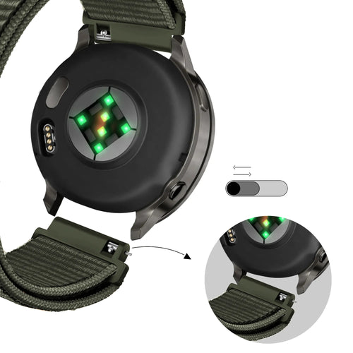 Bandz Garmin Forerunner 265s Nylon Loop Strap (Dark Green)
