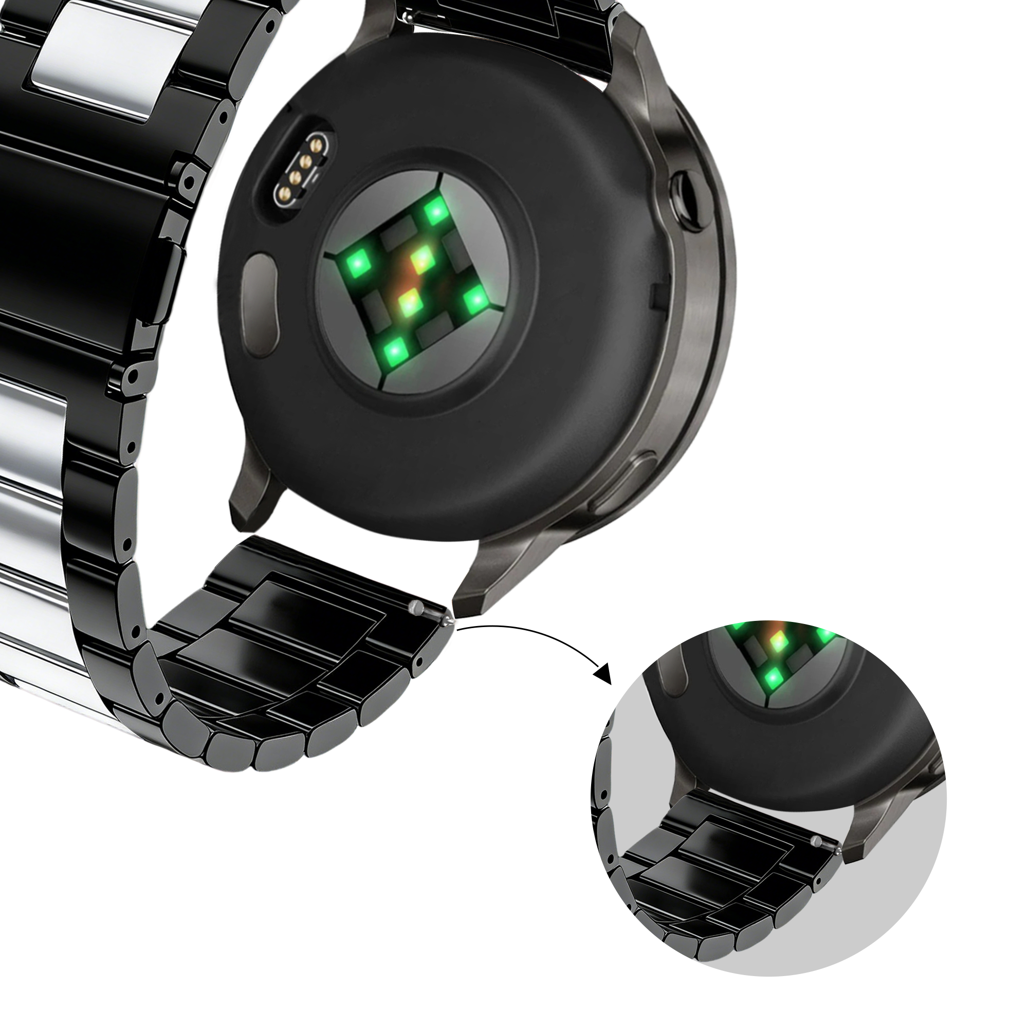 Bandz Garmin Bounce 2 Steel Strap 'Classic' (Black/Silver)