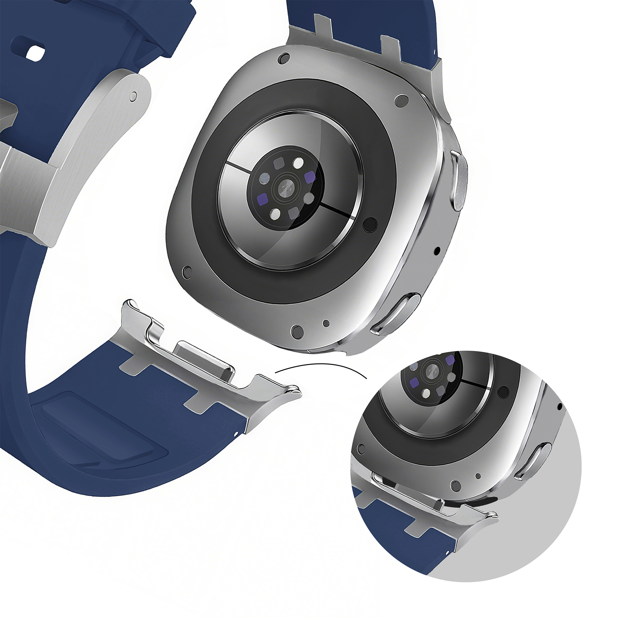 Bandz Samsung Galaxy Watch 8 - 44mm Silikonarmband 'Luxe Liquid' (Dunkel Blau)
