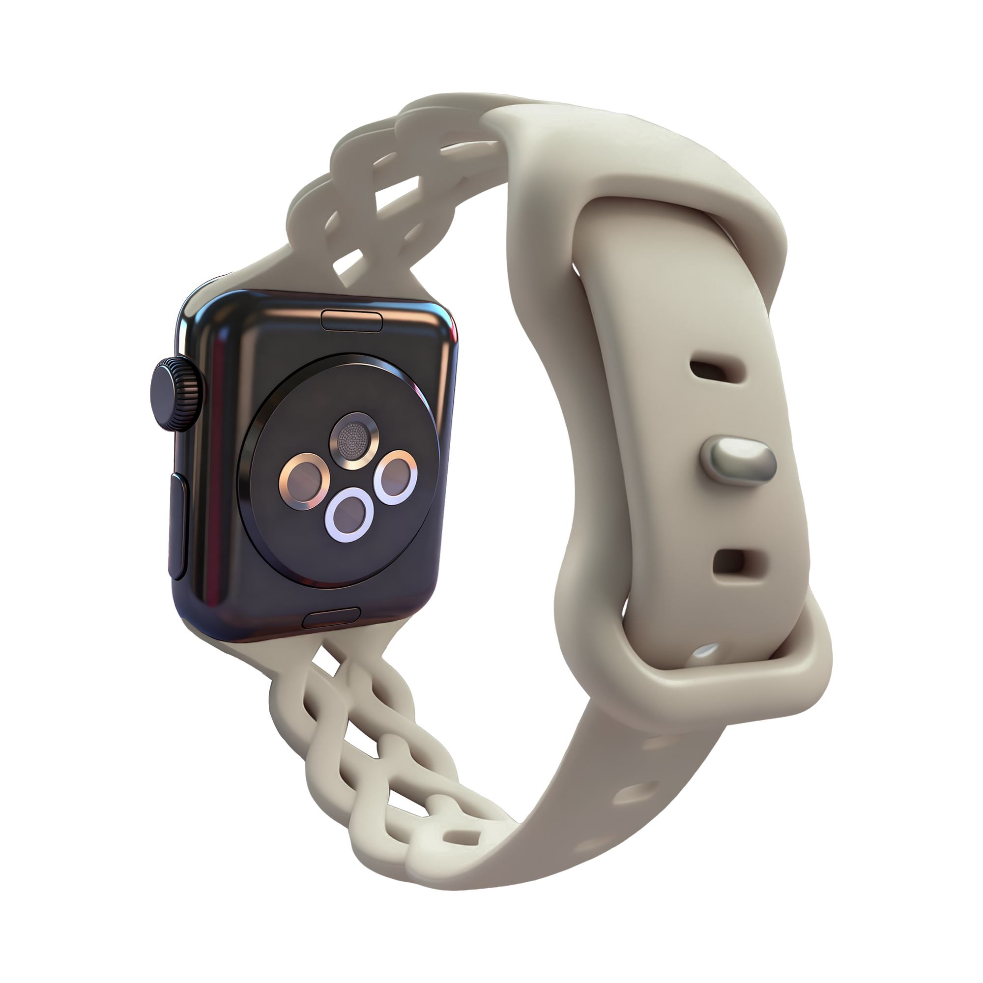 Bandz Apple Watch Silicone Strap 'Braided' (Light Beige)
