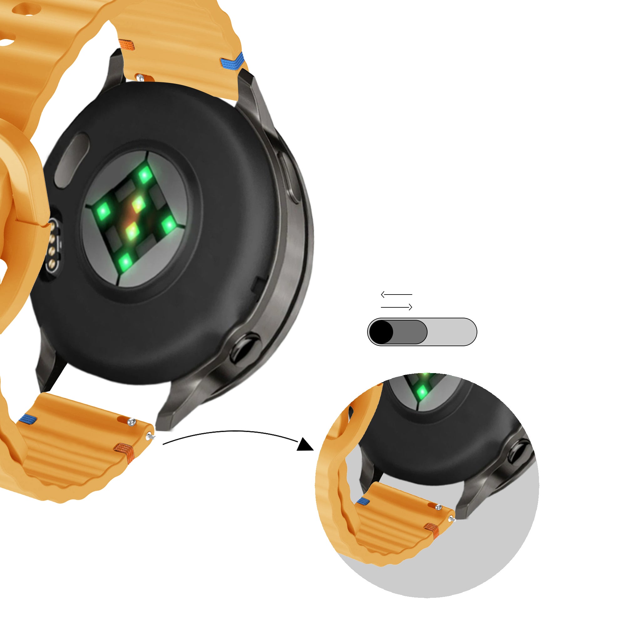 Bandz Garmin Forerunner 265s Silicone Strap 'Wave' (Dark Yellow)