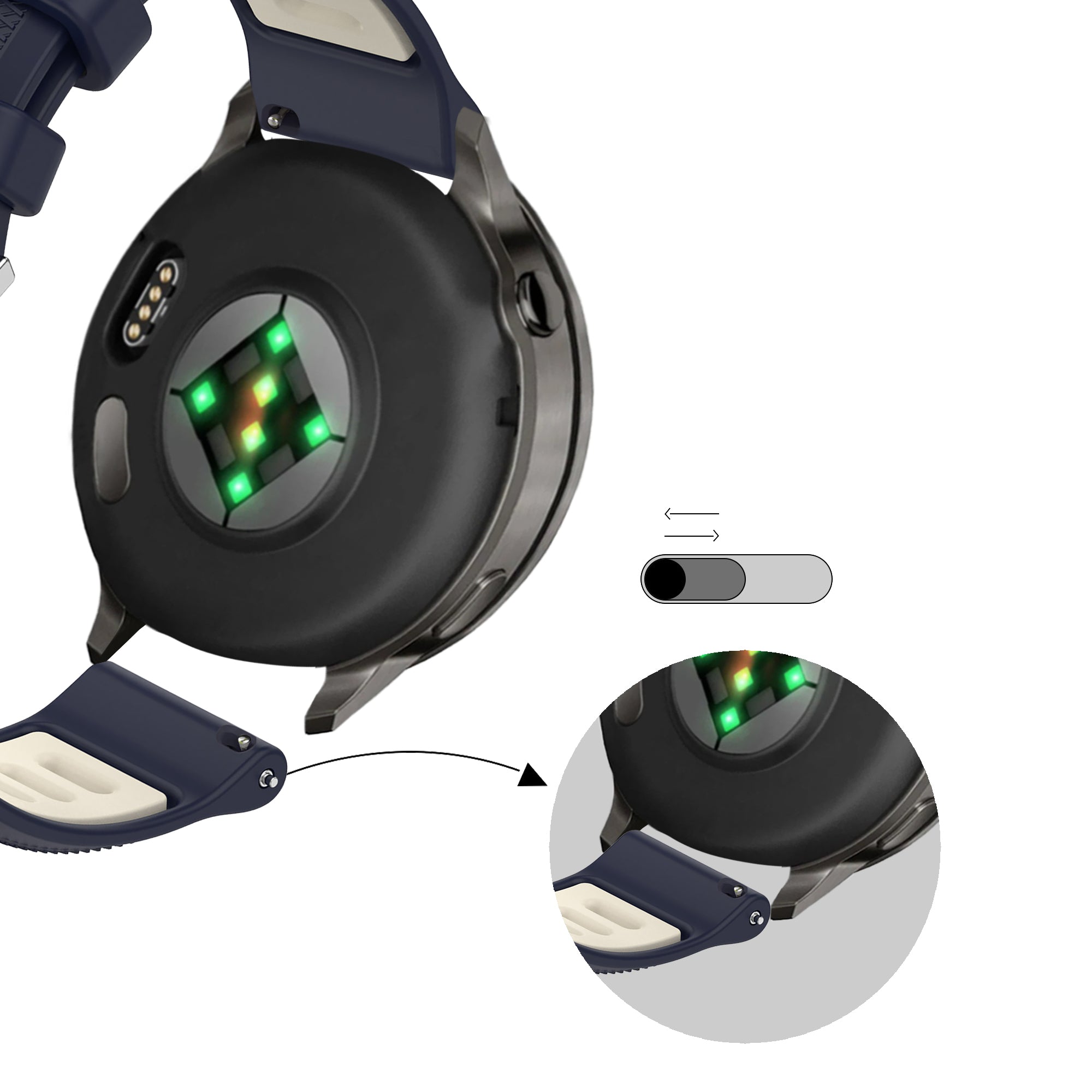 Bandz Garmin Forerunner 265s Sport Strap with Buckle (Dark Blue/Beige)