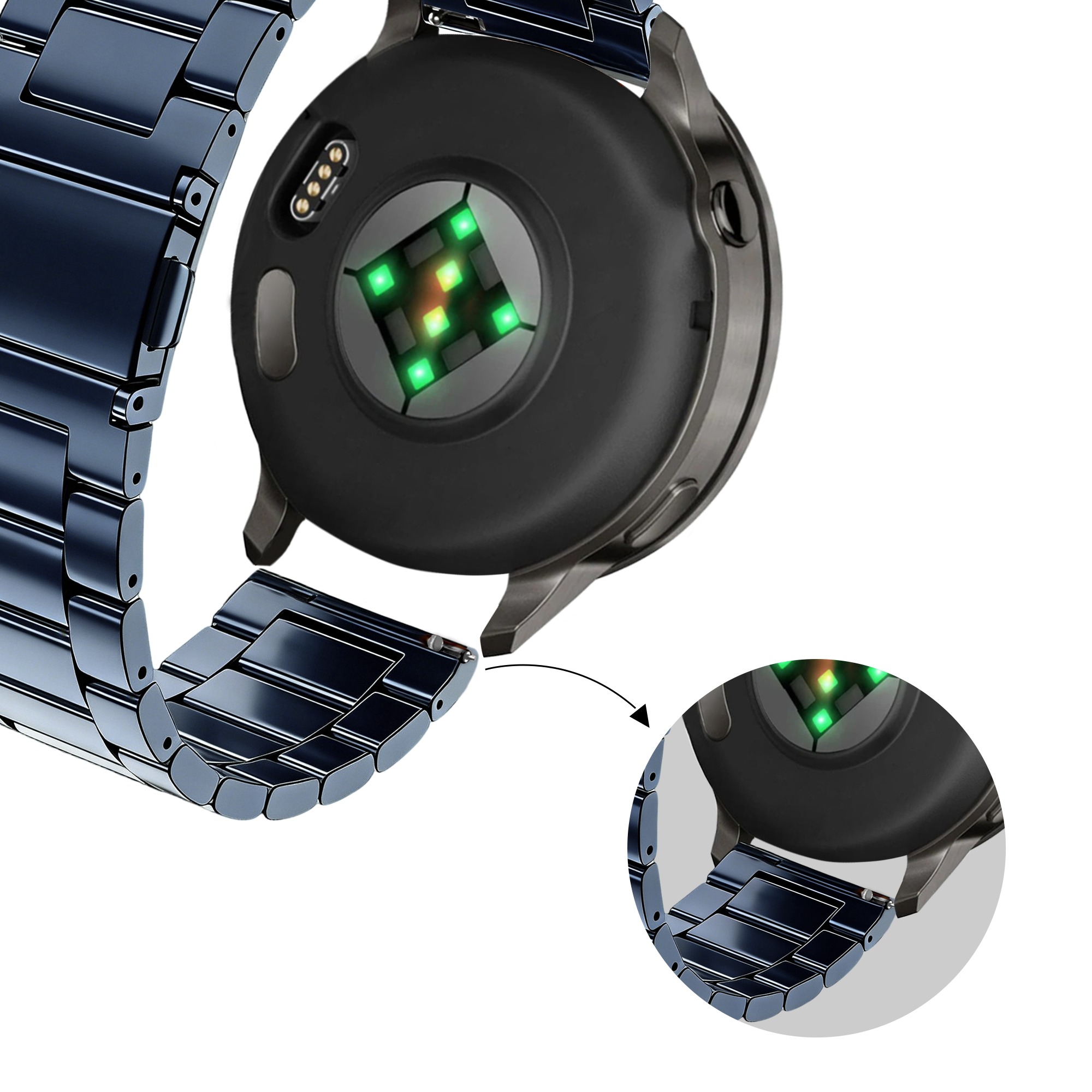 Bandz Garmin Forerunner 645 Steel Strap 'Classic' (Blue)