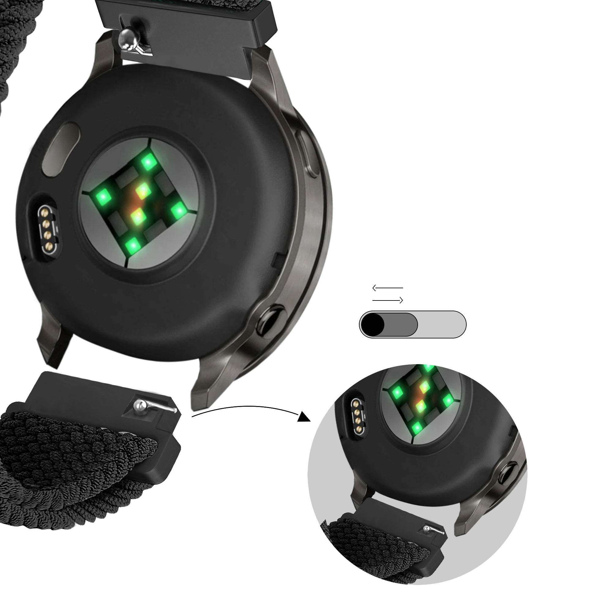 Bandz Correa trenzada ajustable Garmin Venu 4 - 41mm (negro)