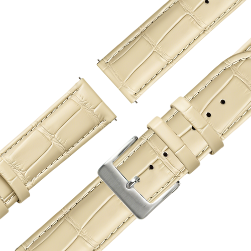Bandz Garmin Venu 2 Plus Leather Strap Crocodile Grain (Beige)