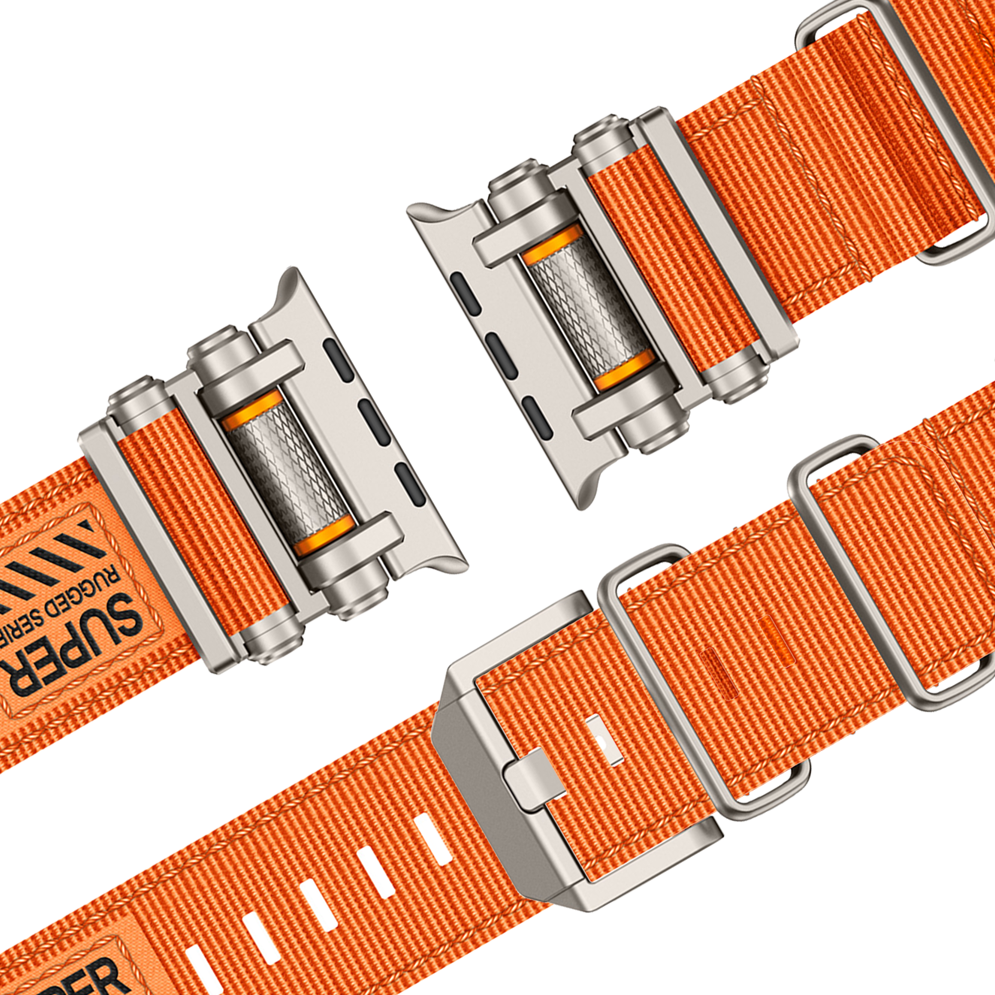 Bandz Apple Watch Nylon Strap 'Explorer' (Orange/Titanium)