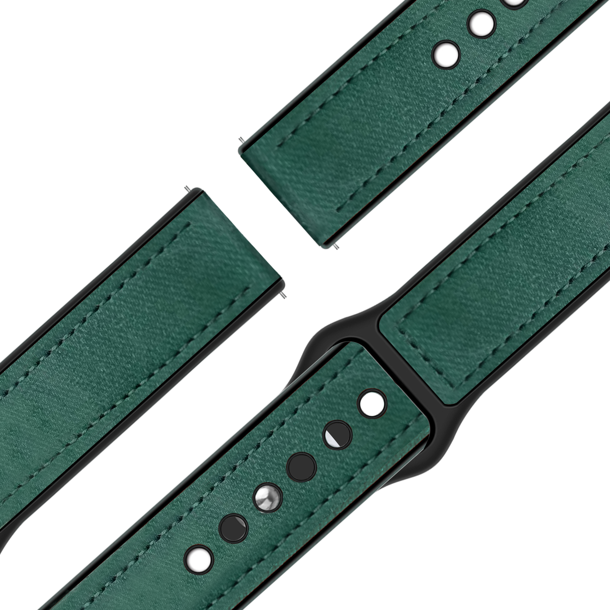 Bandz Garmin Forerunner 255 Leather Strap 'Hybrid' (Green)