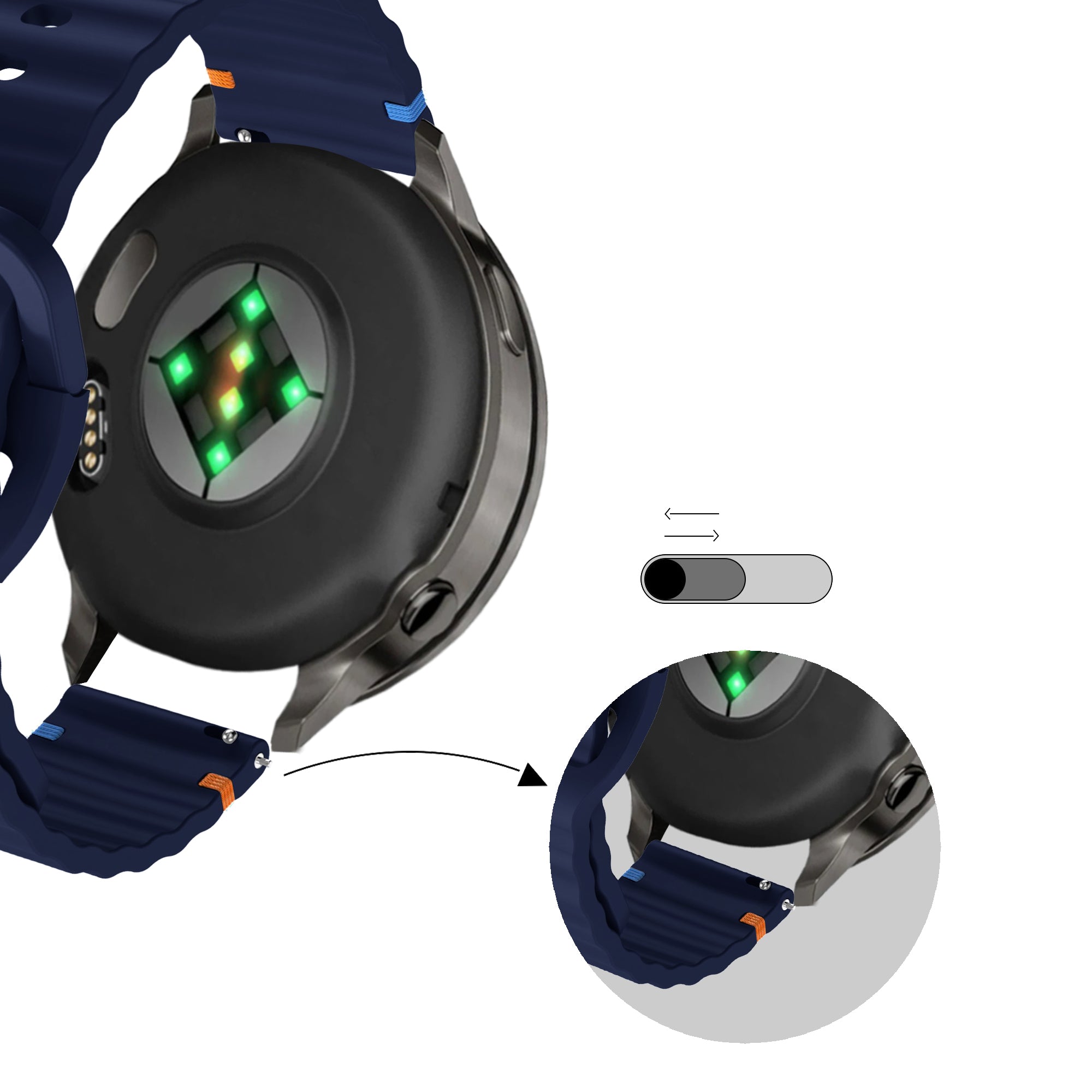 Bandz Garmin Forerunner 265s Silicone Strap 'Wave' (Dark Blue)